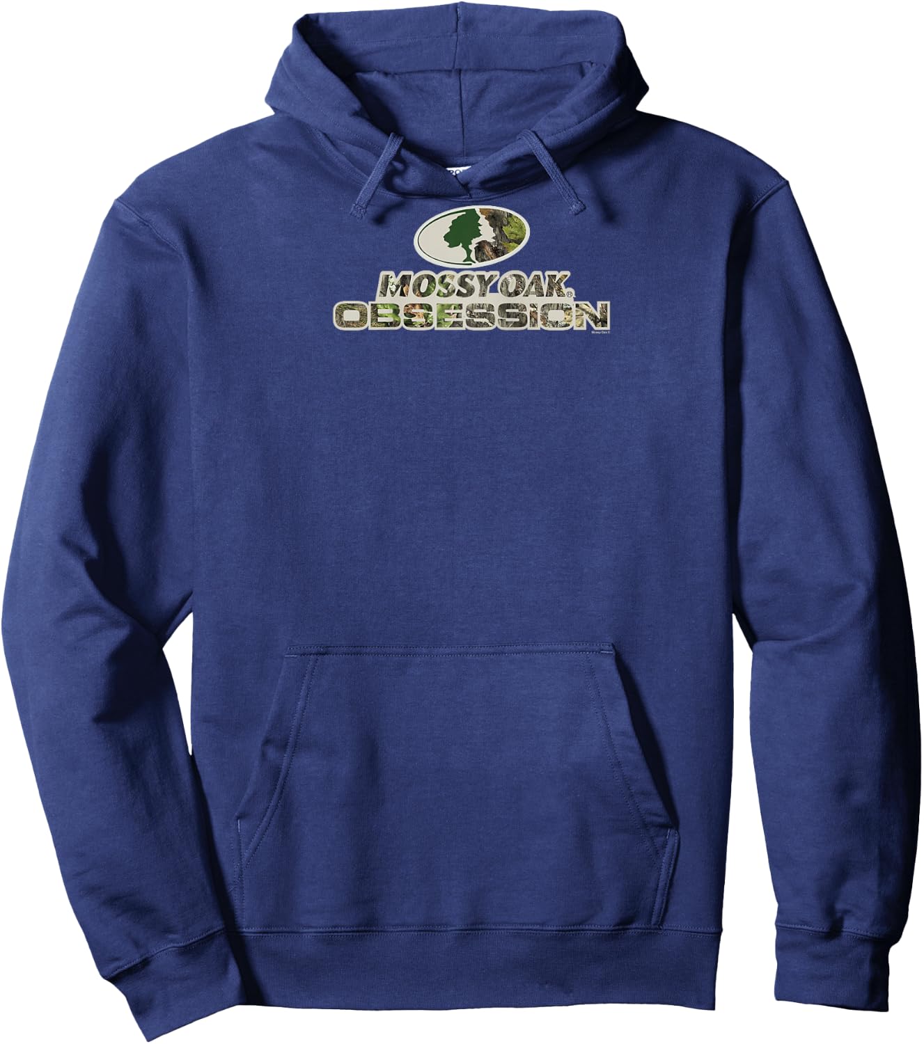 Mossy Oak Obsession Camouflage Classic Outdoors Logo Raglan Baseball Hoodie - Hoodie | Navy