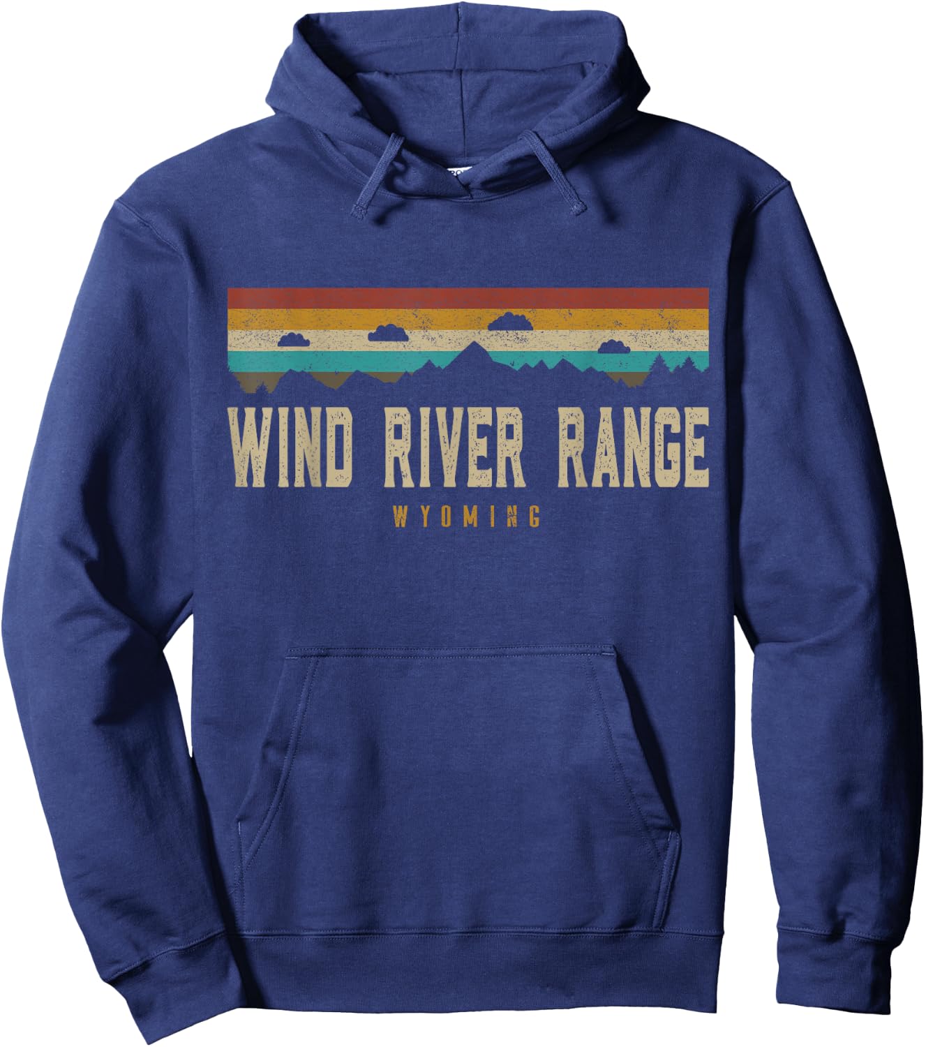 Wind River Range Mountains Wyoming Hiking Outdoors Retro Hoodie - Hoodie | Navy