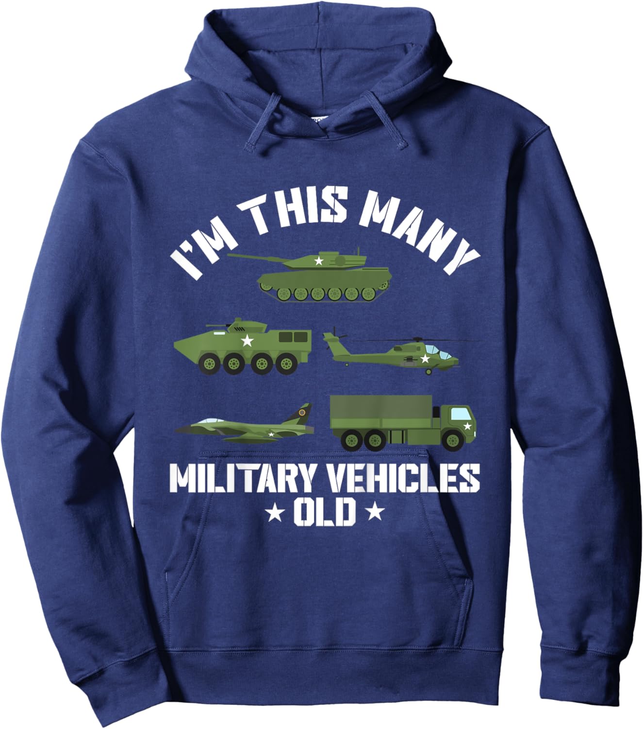 Kids 5 Year Old Boy Military Vehicles Army 5th Birthday Kids Hoodie - Hoodie | Navy
