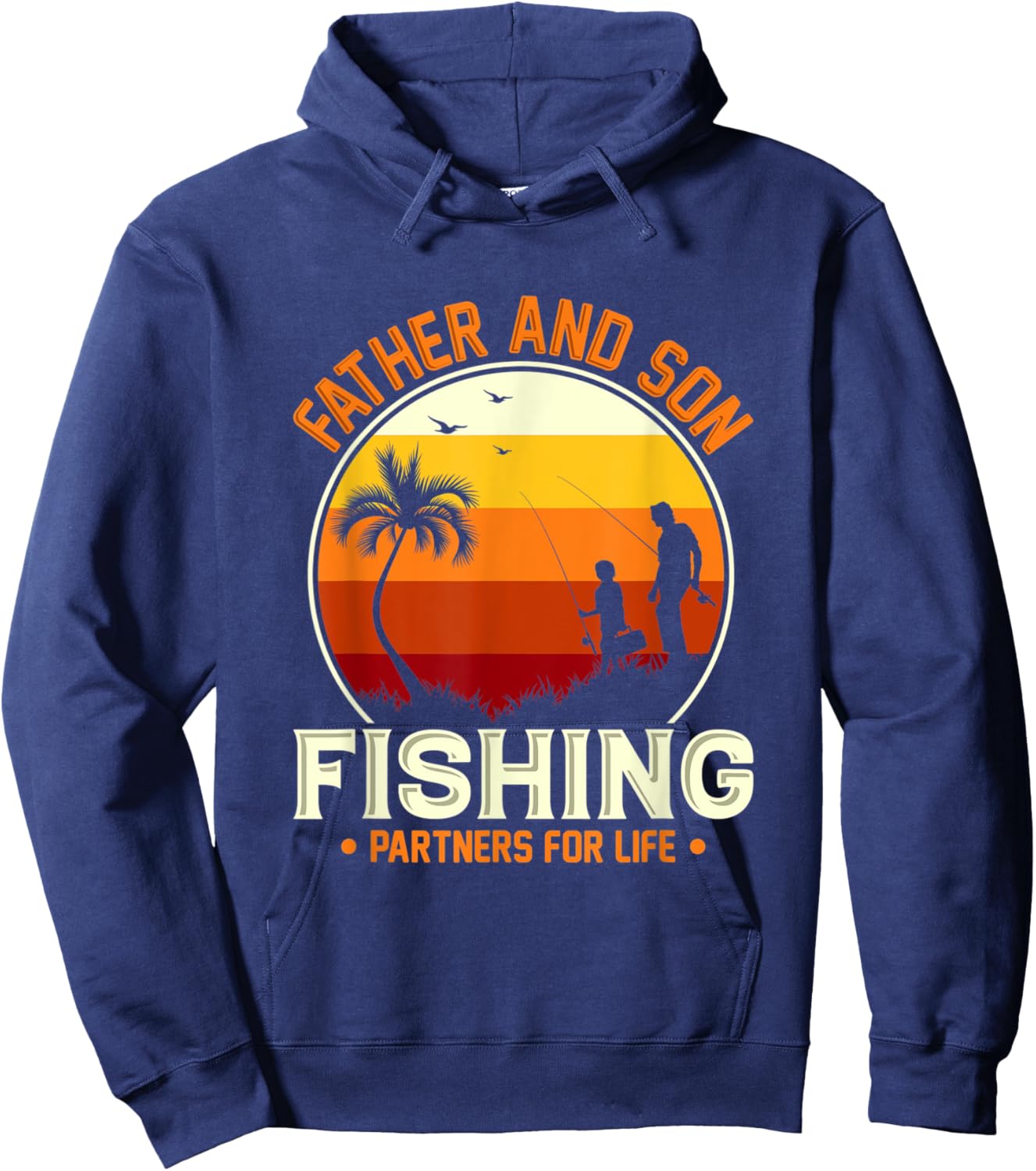 Father and Son Retro Fishing Design Partner for Life Hoodie - Hoodie | Navy