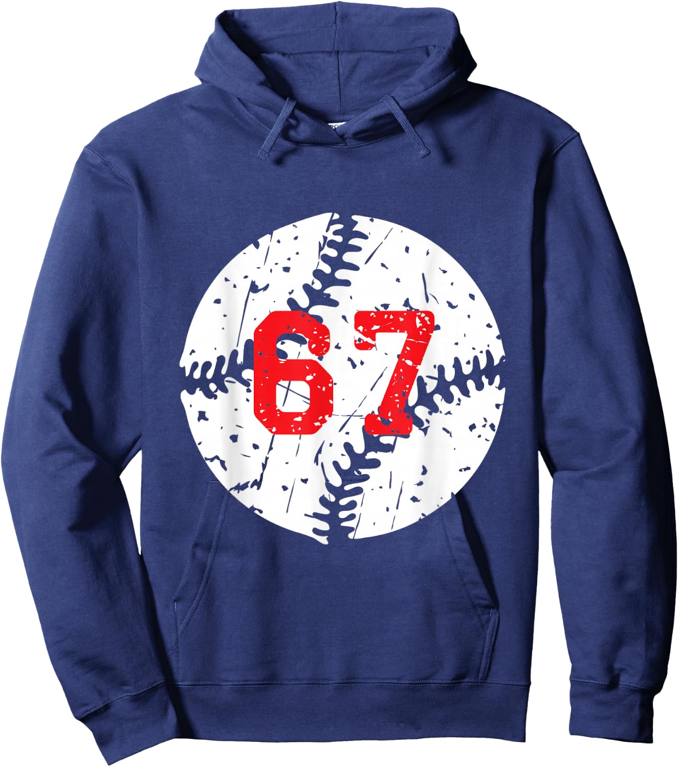 Baseball Number 67 Hoodie - Hoodie | Navy