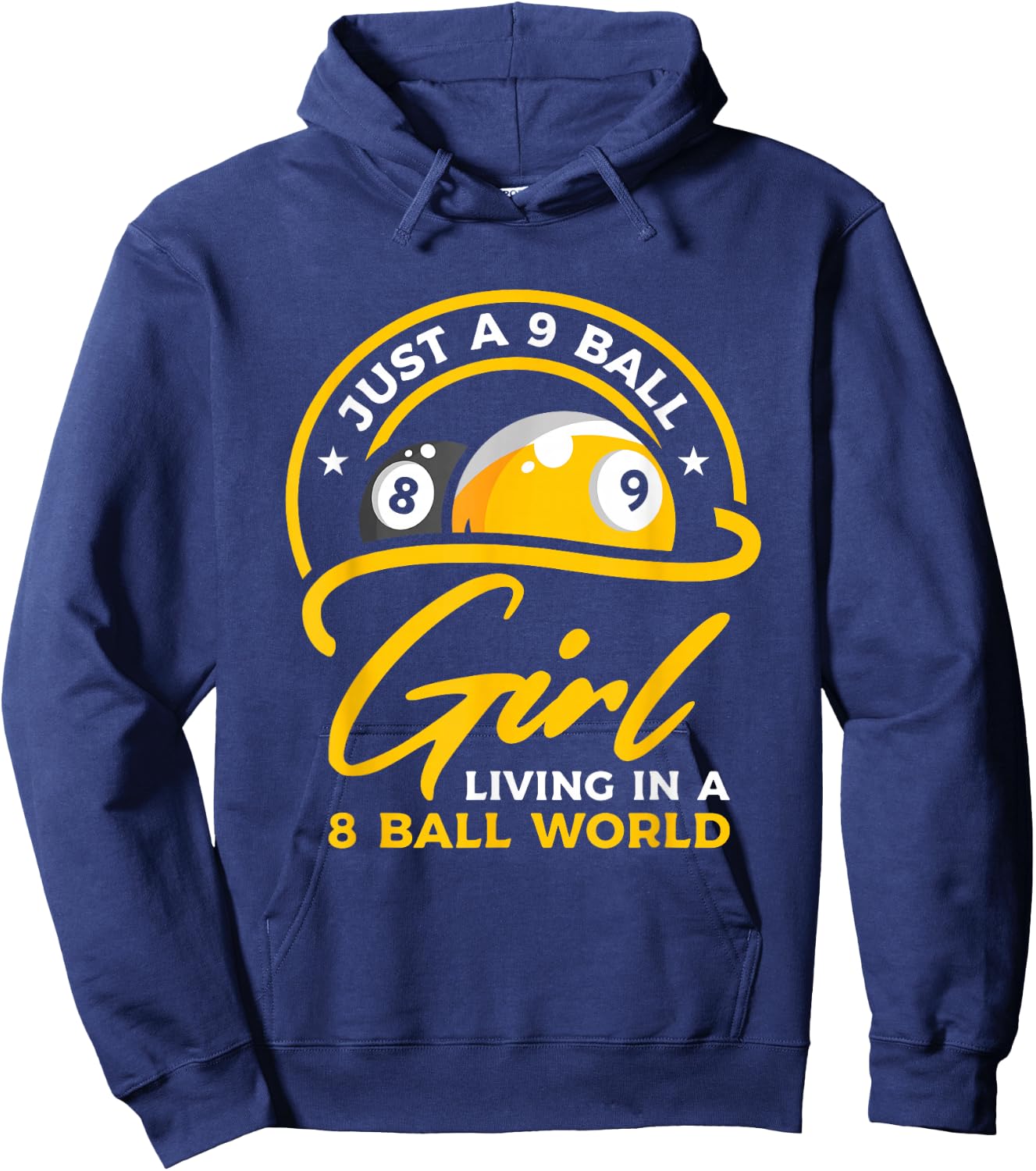 9 Ball Girl Living In 8 Ball World | Pool Snooker Billiards Hoodie - Hoodie | Navy