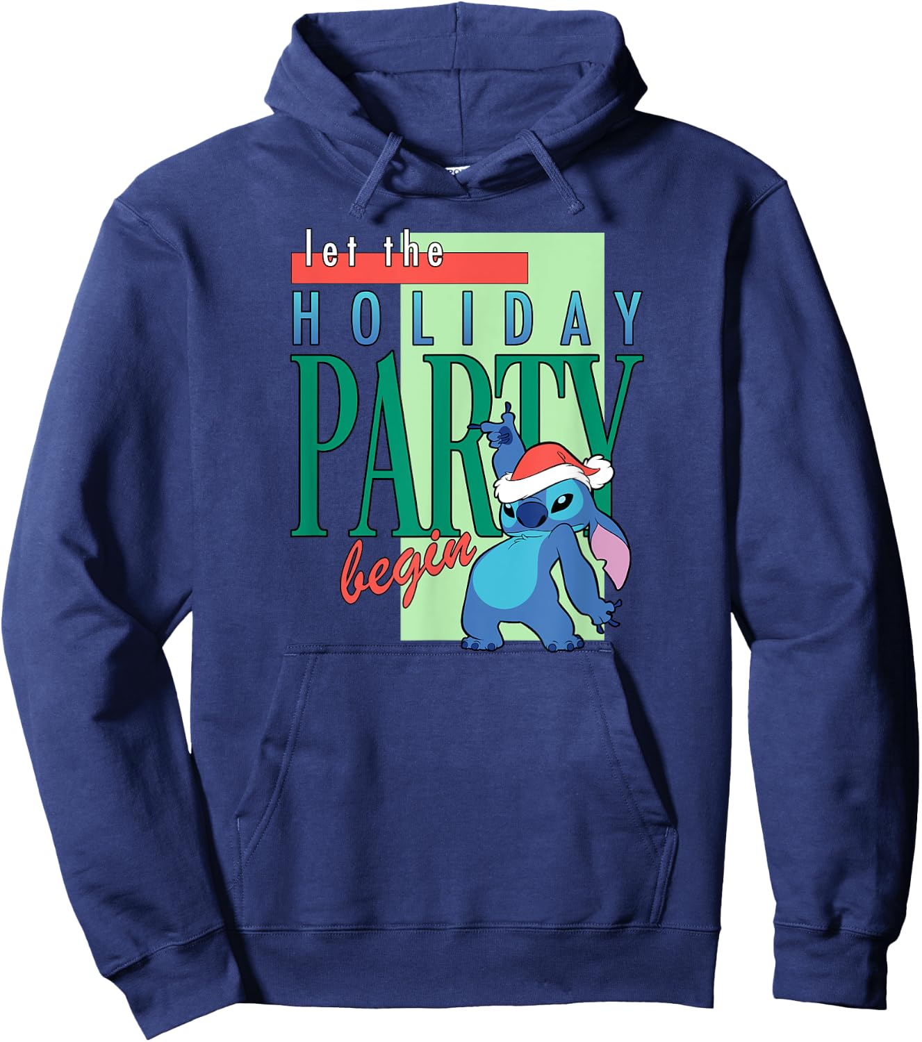 Amazon Essentials Stitch Santa Let The Holiday Party Begin Hoodie - Hoodie | Navy