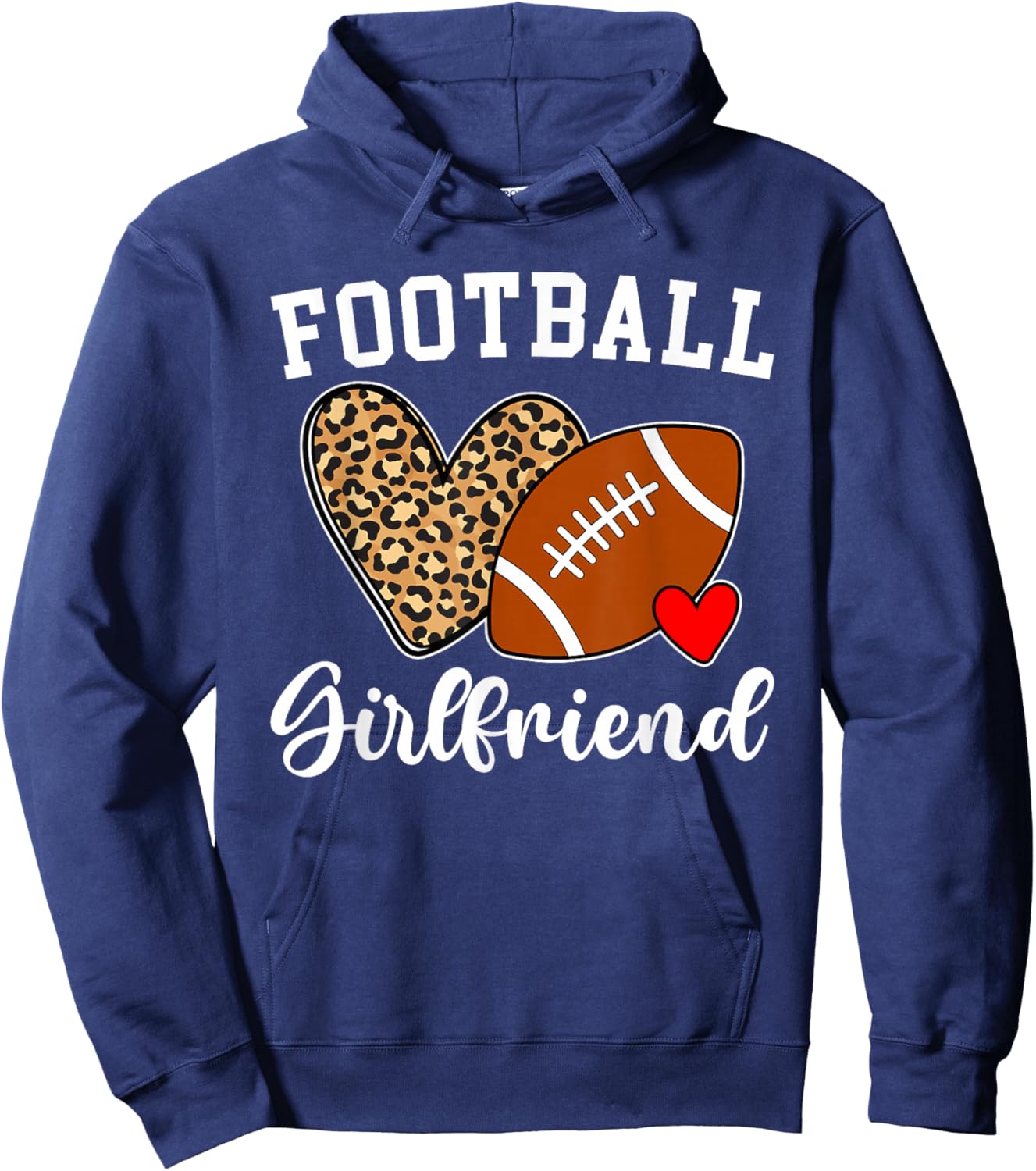 Football Girlfriend Heart Girlfriend of A Football Player Hoodie - Hoodie | Navy