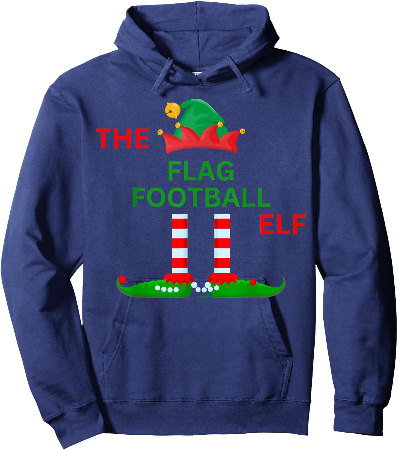 The flag football Funny Elf Christmas Pajamas Family Hoodie - Hoodie | Navy