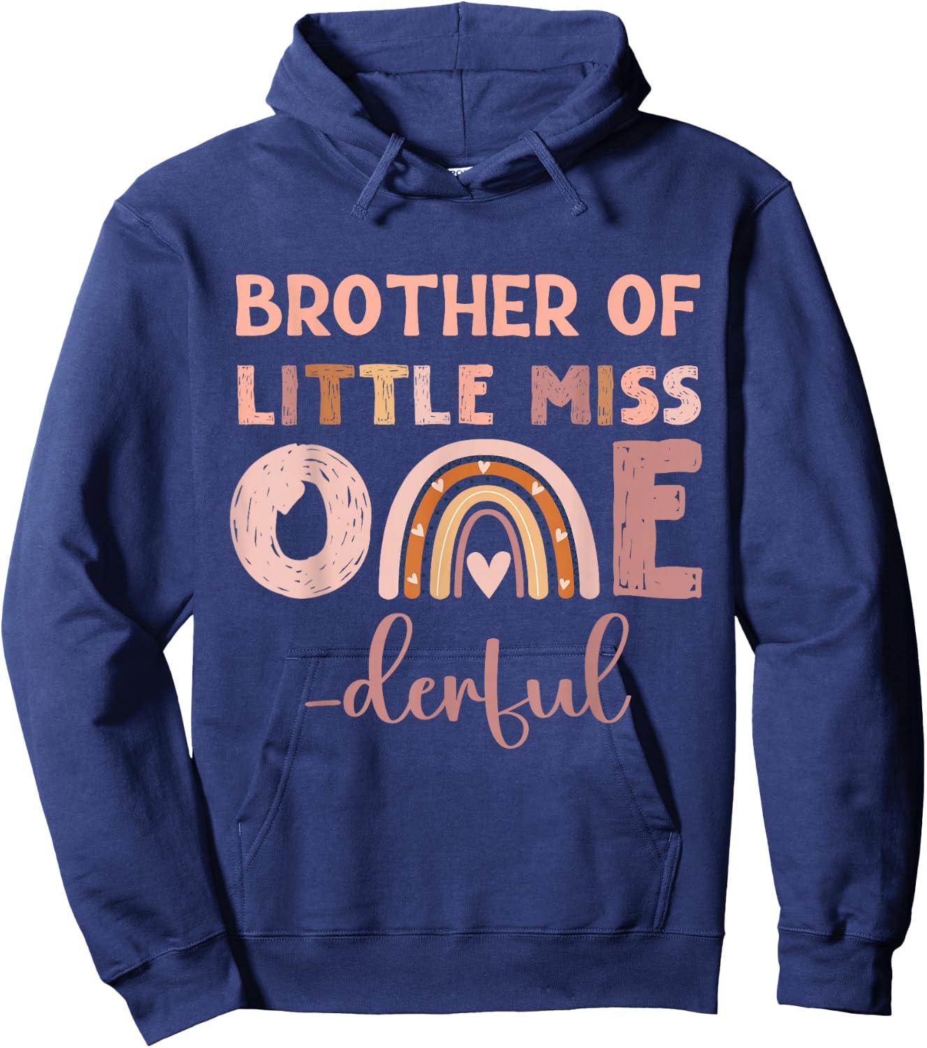 Boho Brother of Miss Onederful 1st Birthday Girl Cute Hoodie - Hoodie | Navy