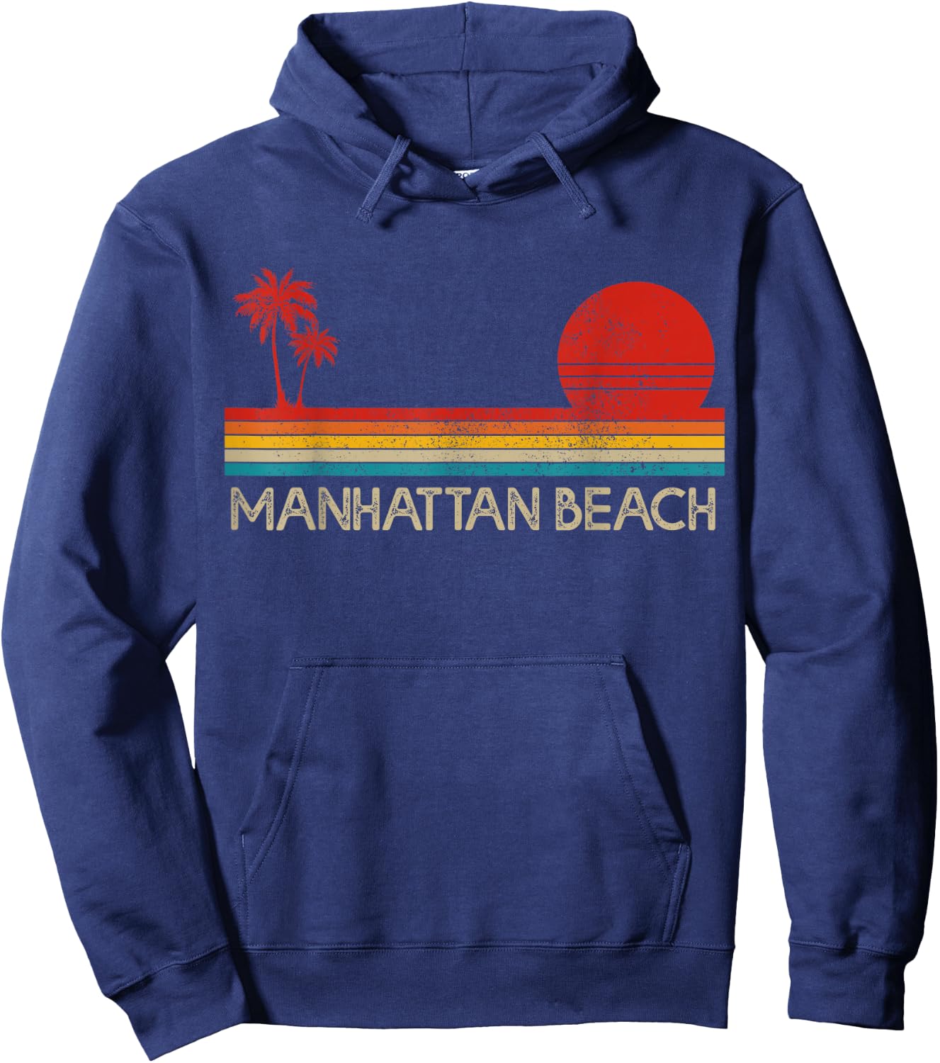 Manhattan Beach California CA Surfer Retro Vintage Hoodie - Hoodie | Navy