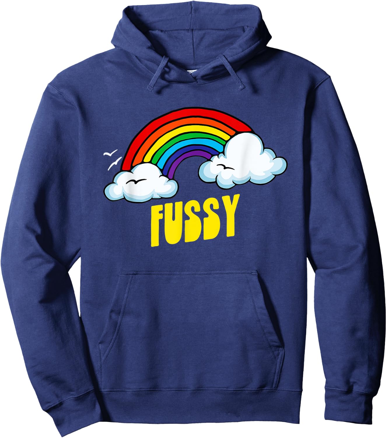 Fussy Cute Funny Sarcastic Retro Vintage 80's Rainbow Hoodie - Hoodie | Navy