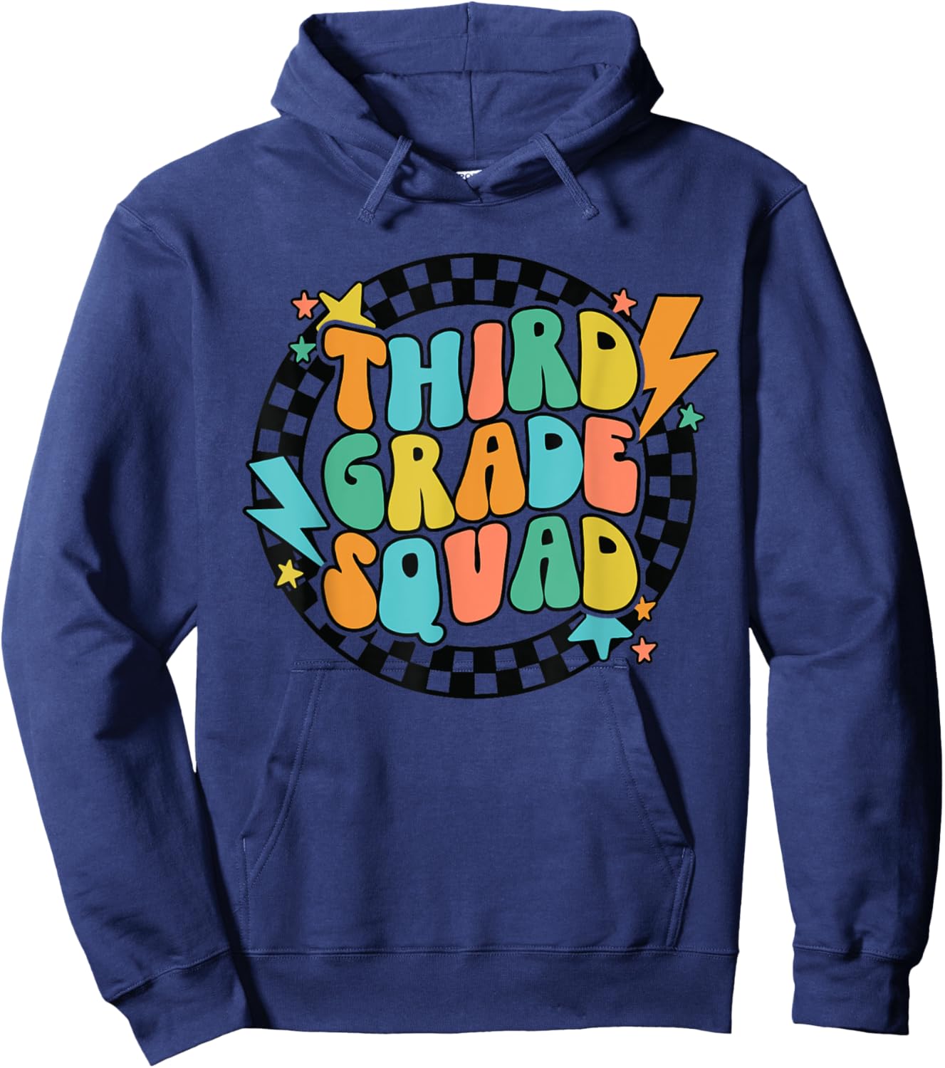 Back To School Groovy Teacher Third 3rd Grade Crew Squad Women Girls Kids Hoodie - Hoodie | Navy