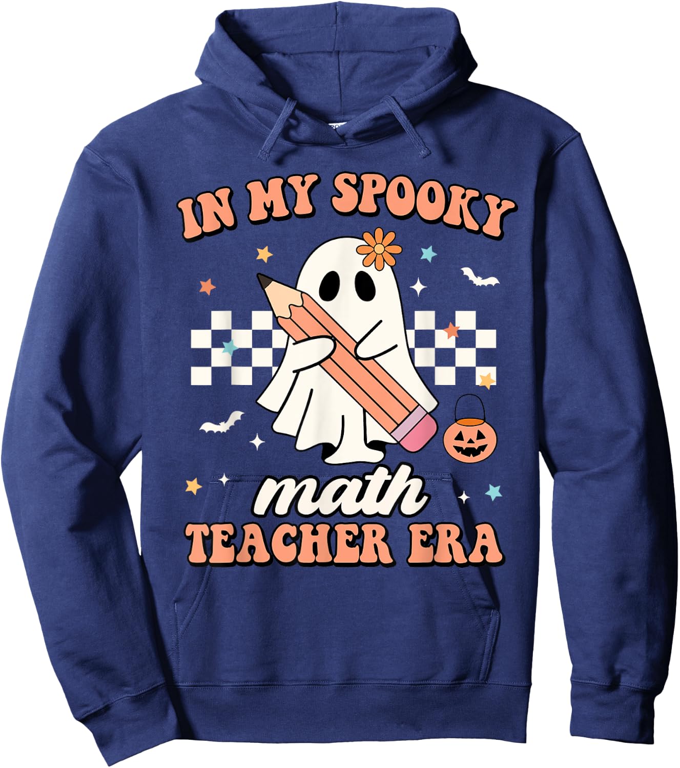 In My Spooky Math Teacher Era Groovy Retro Halloween Costume Men Women Hoodie - Hoodie | Navy