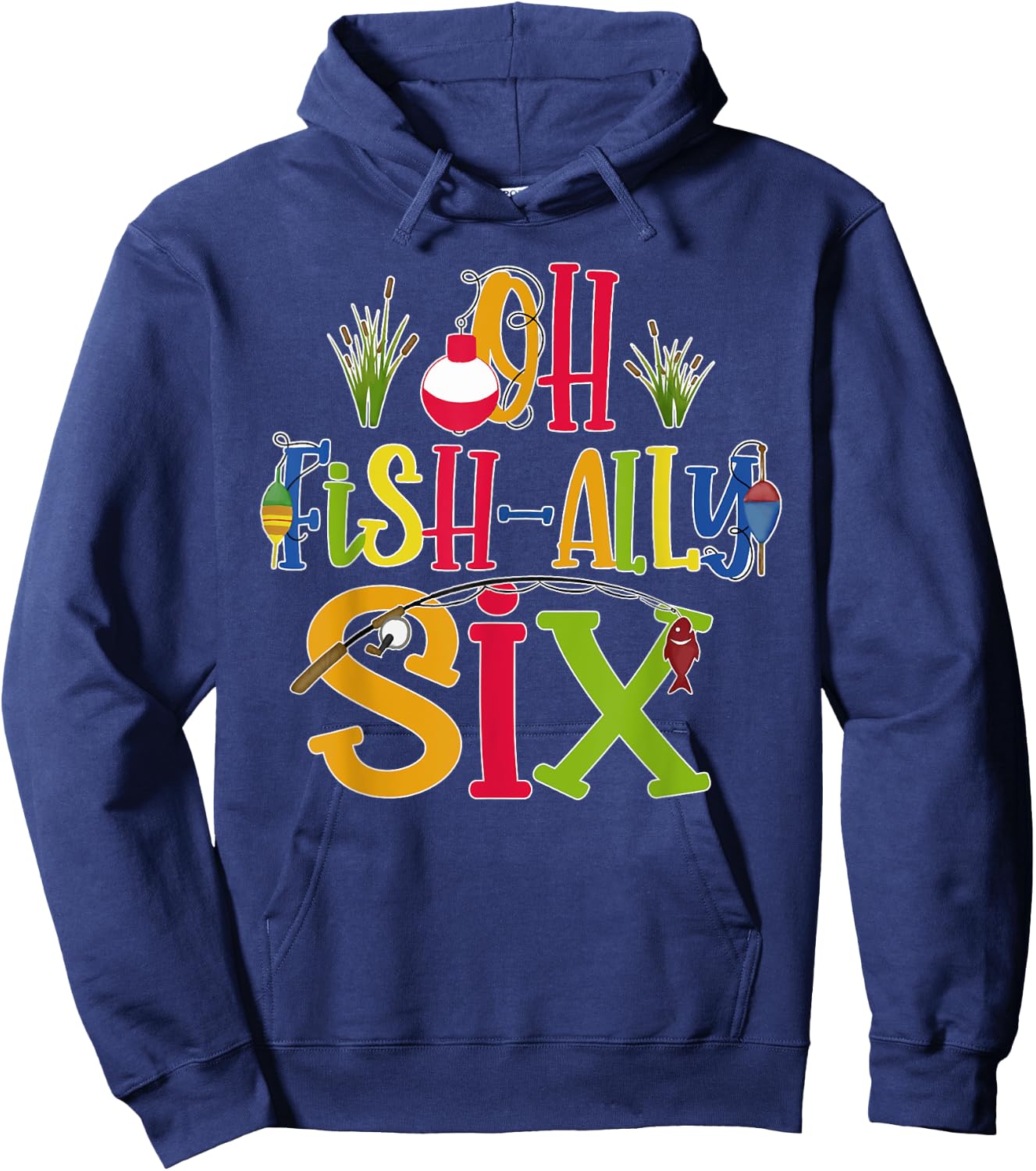 Oh Fish Ally Six Birthday Boy Outfit 6 Year Old 6th Bday Hoodie - Hoodie | Navy
