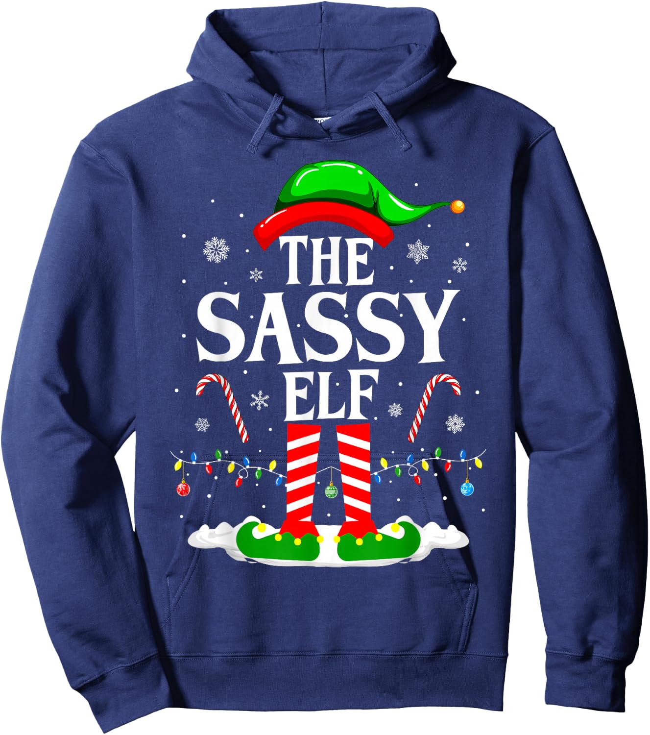 The Sassy Elf Xmas Funny Matching Family Group Christmas Hoodie - Hoodie | Navy