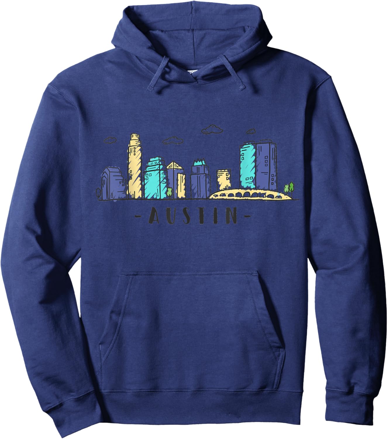 Austin Texas Vintage Skyline Hoodie - Hoodie | Navy