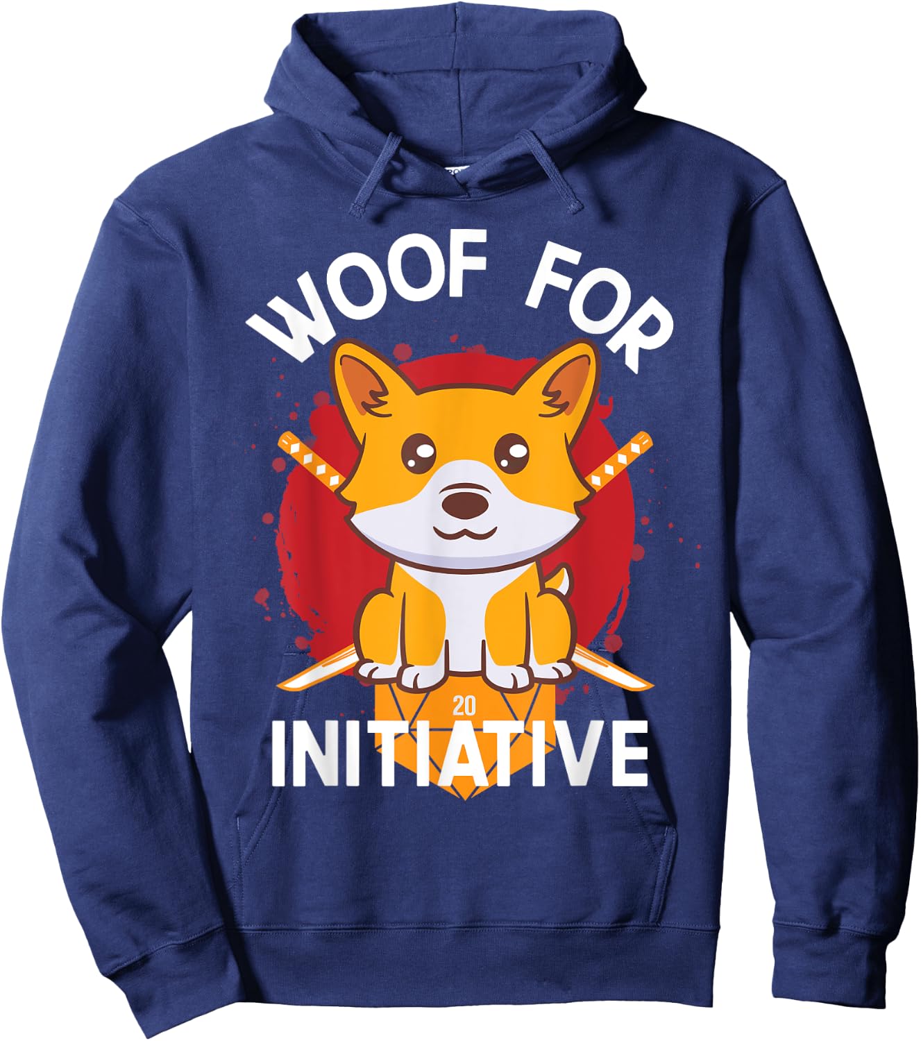 Corgi Lovers Gamer Woof For Initiative D20 RPG Hoodie - Hoodie | Navy