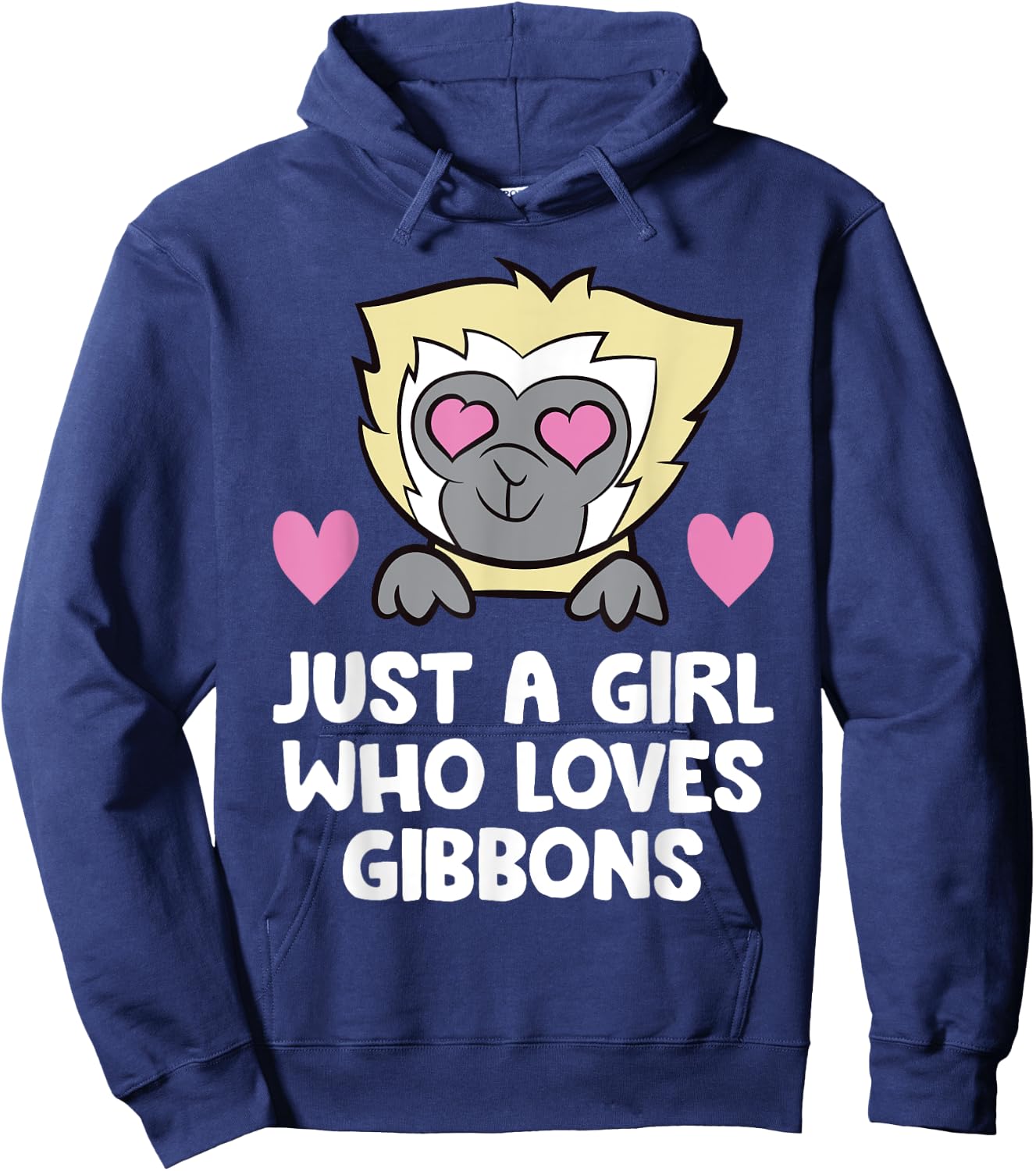 Just a Girl Who Loves Gibbons Cute Gibbon Monkey Hoodie - Hoodie | Navy