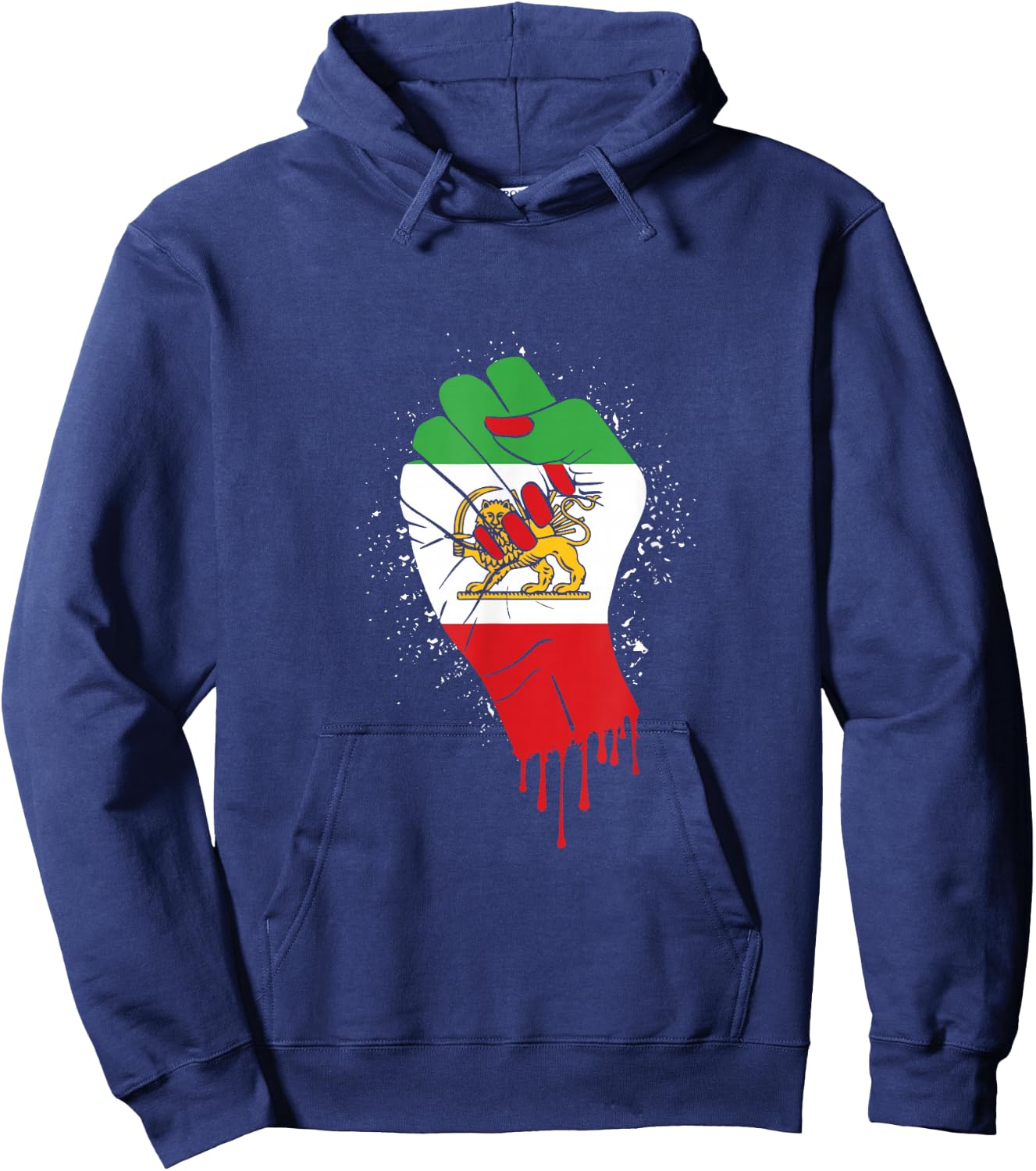 Flag of Iran Lion Flag Iran Heritage Fist Iranian Citizen Hoodie - Hoodie | Navy