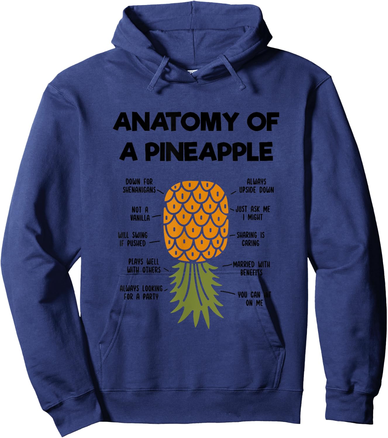 Funny Upside Down Pineapple Anatomy of a Pineapple Swinger Hoodie - Hoodie | Navy