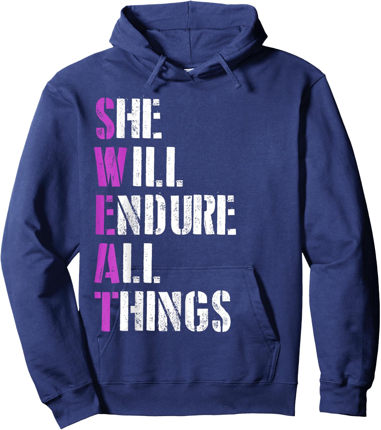 Sweat She Will Endure All Things Gym Fitness Motivation Hoodie - Hoodie | Navy