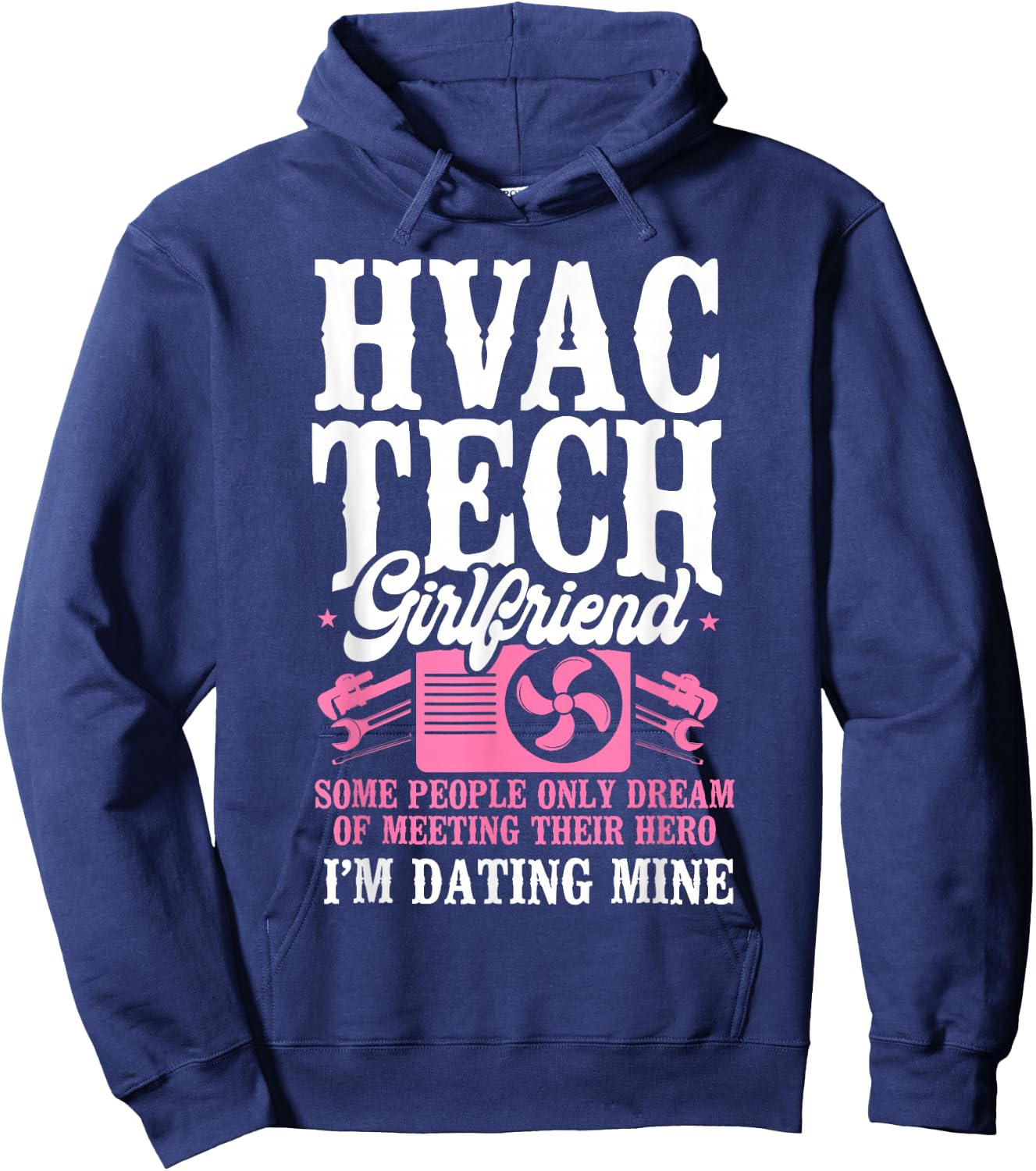 HVAC Technician Tech Girlfriend Vintage Hvac Tech Girlfriend Hoodie - Hoodie | Navy