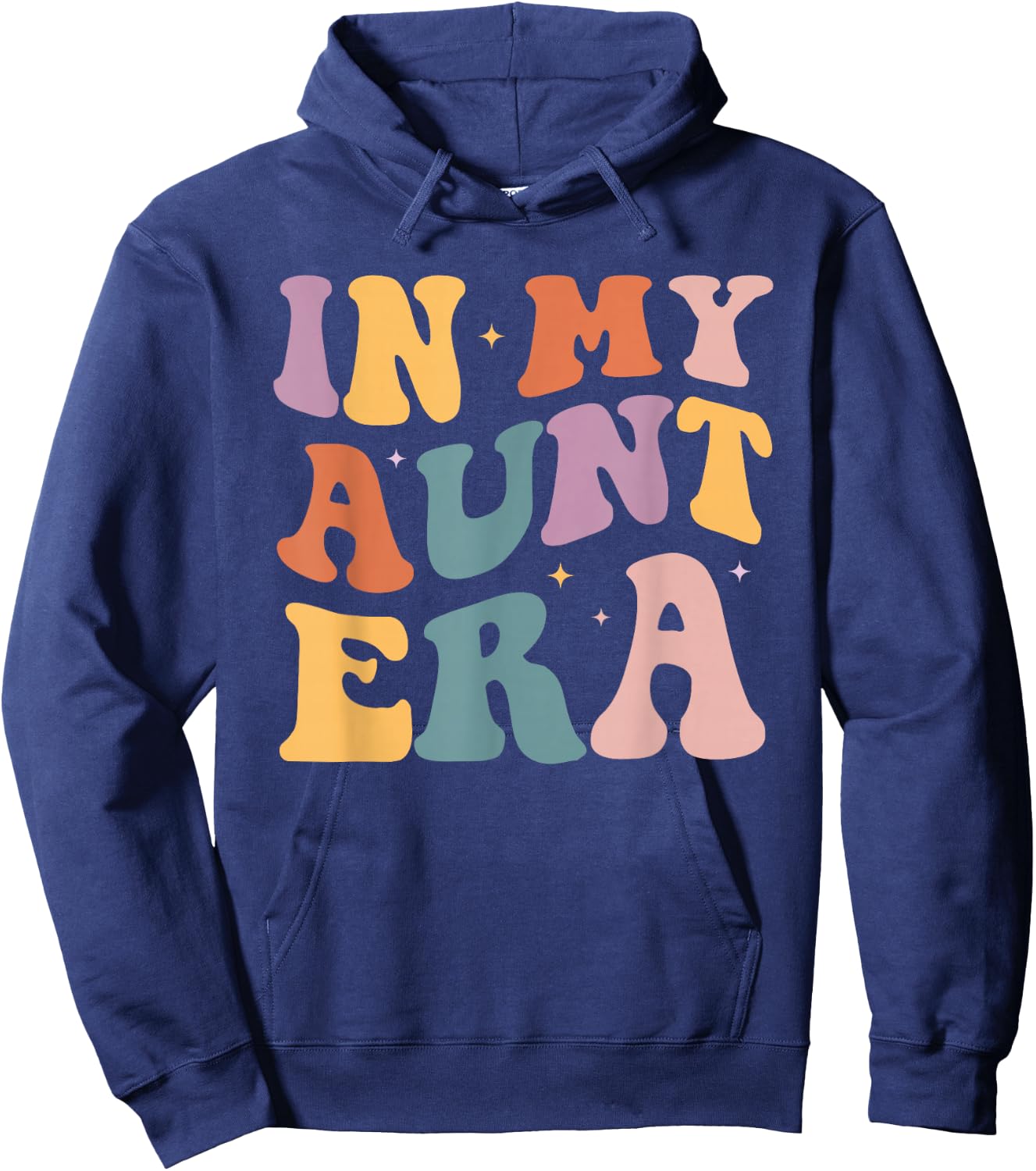 Groovy In My Aunt Era Baby Announcement for Aunt Auntie Hoodie - Hoodie | Navy