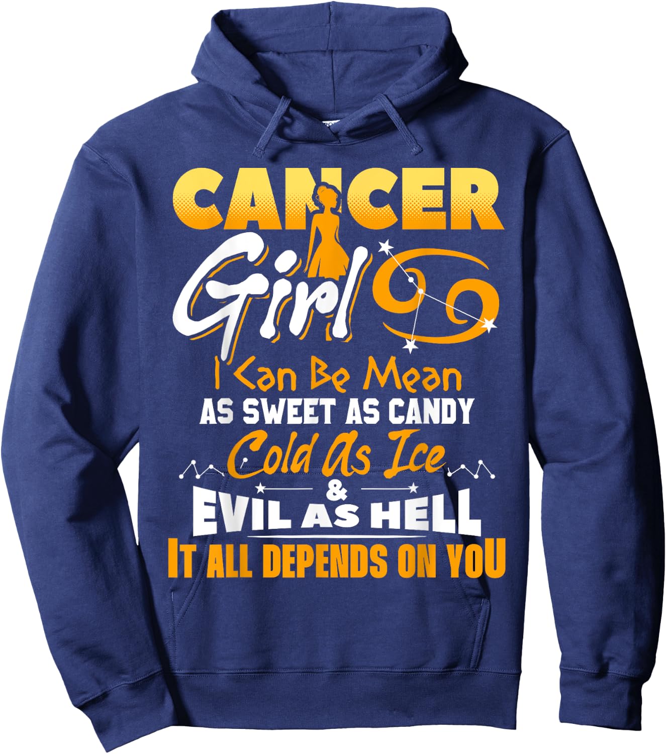 Cancer Girl Zodiac Birthday June July Month Funny Hoodie - Hoodie | Navy