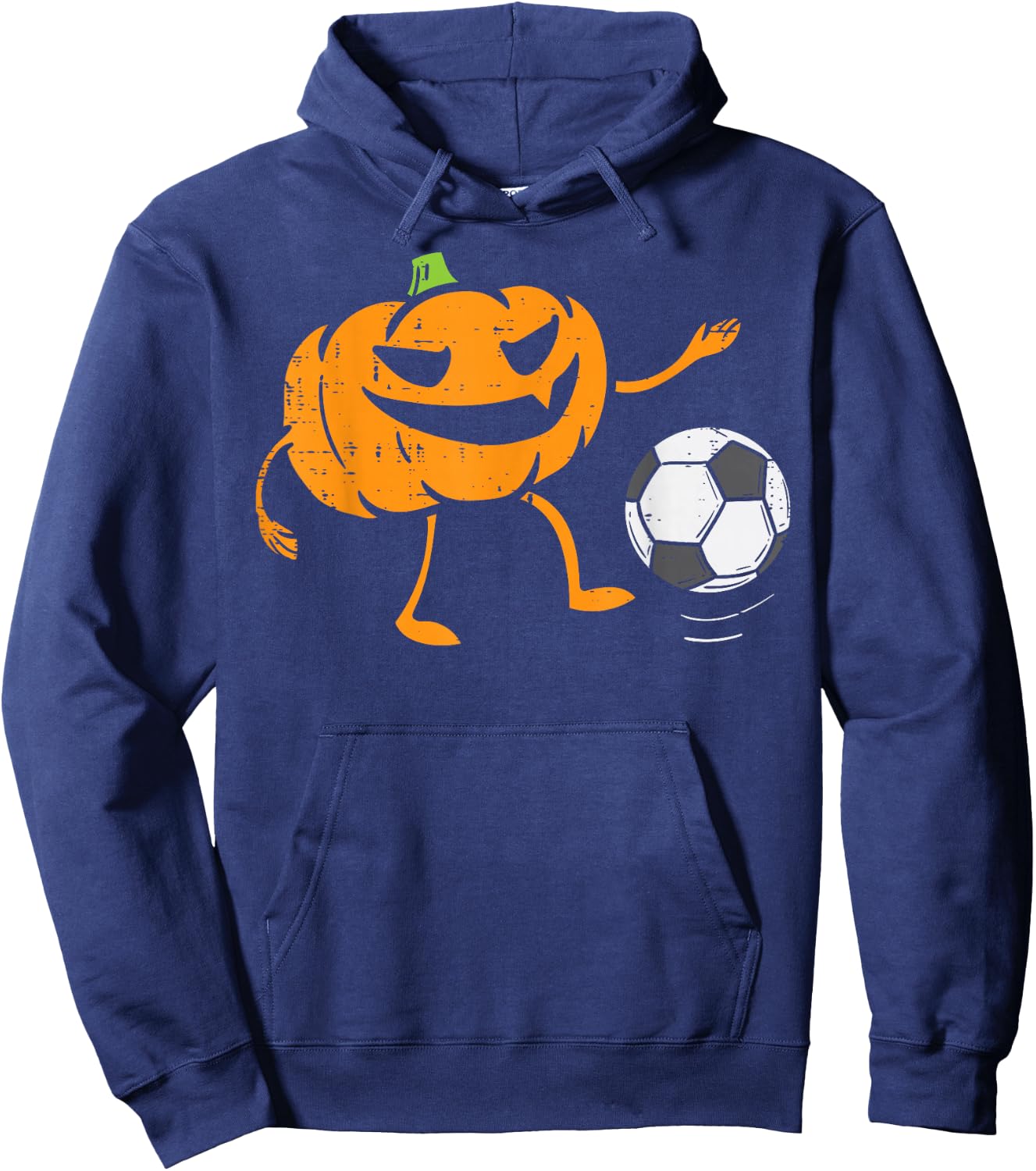 Pumpkin Playing Soccer Football Halloween Costume Sports Hoodie - Hoodie | Navy