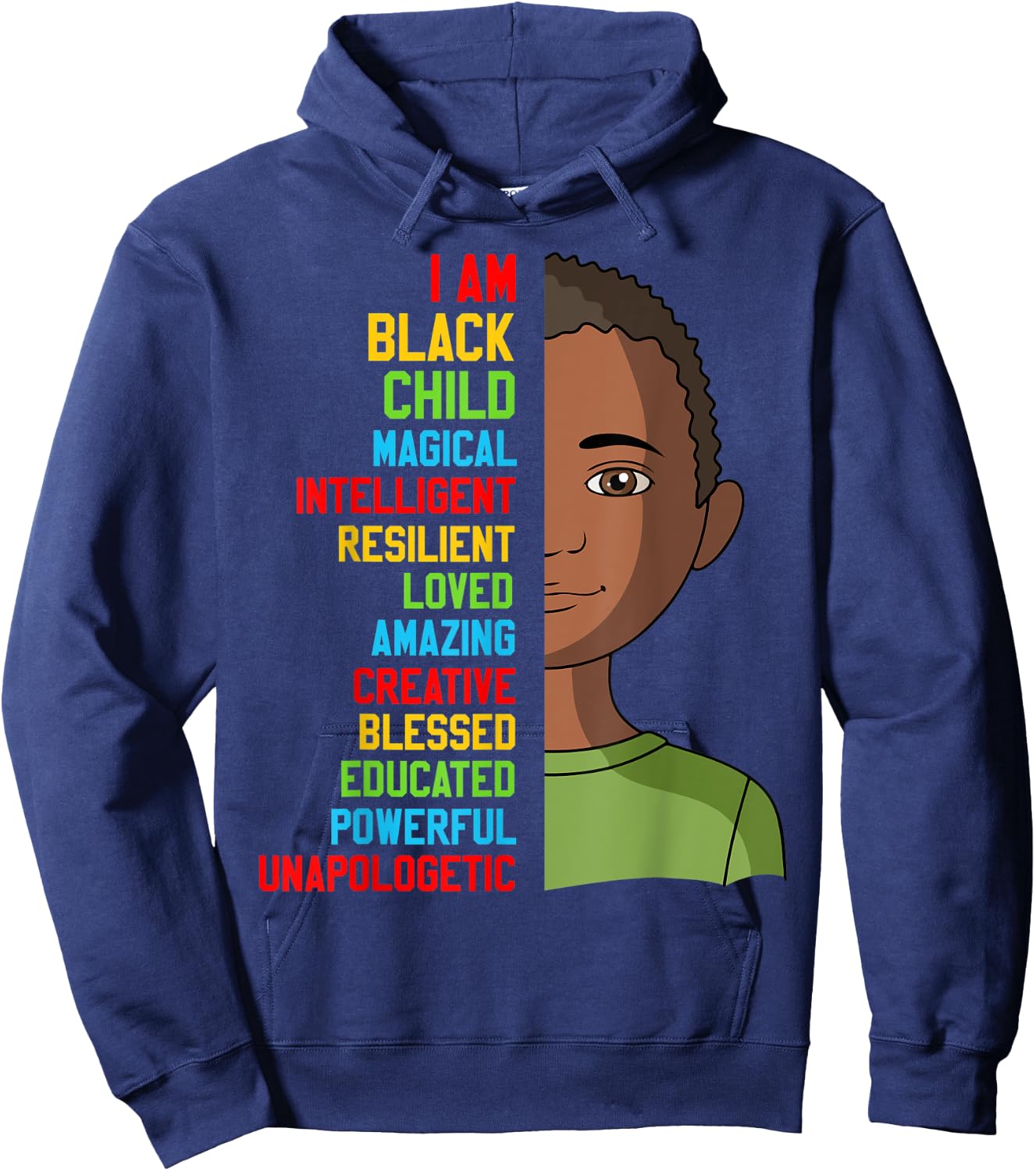 African American I Am Black Child History Month Toddler Boy Hoodie - Hoodie | Navy