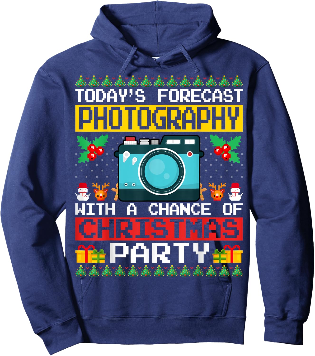 Photography Christmas Party Photographer Xmas Ugly Style Hoodie - Hoodie | Navy