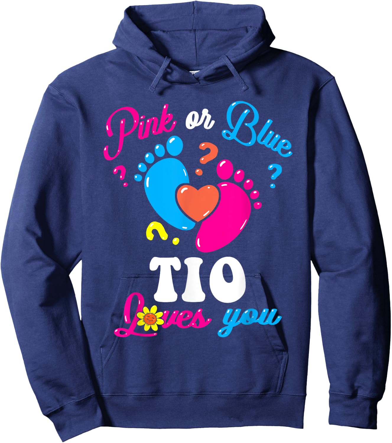 Pink or Blue Tio Loves You Baby Gender Reveal Party Uncle Hoodie - Hoodie | Navy
