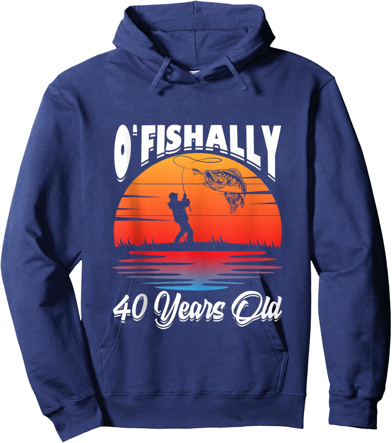 Ofishally 40 Years Old Fisherman 40th Birthday Party Fishing Hoodie - Hoodie | Navy