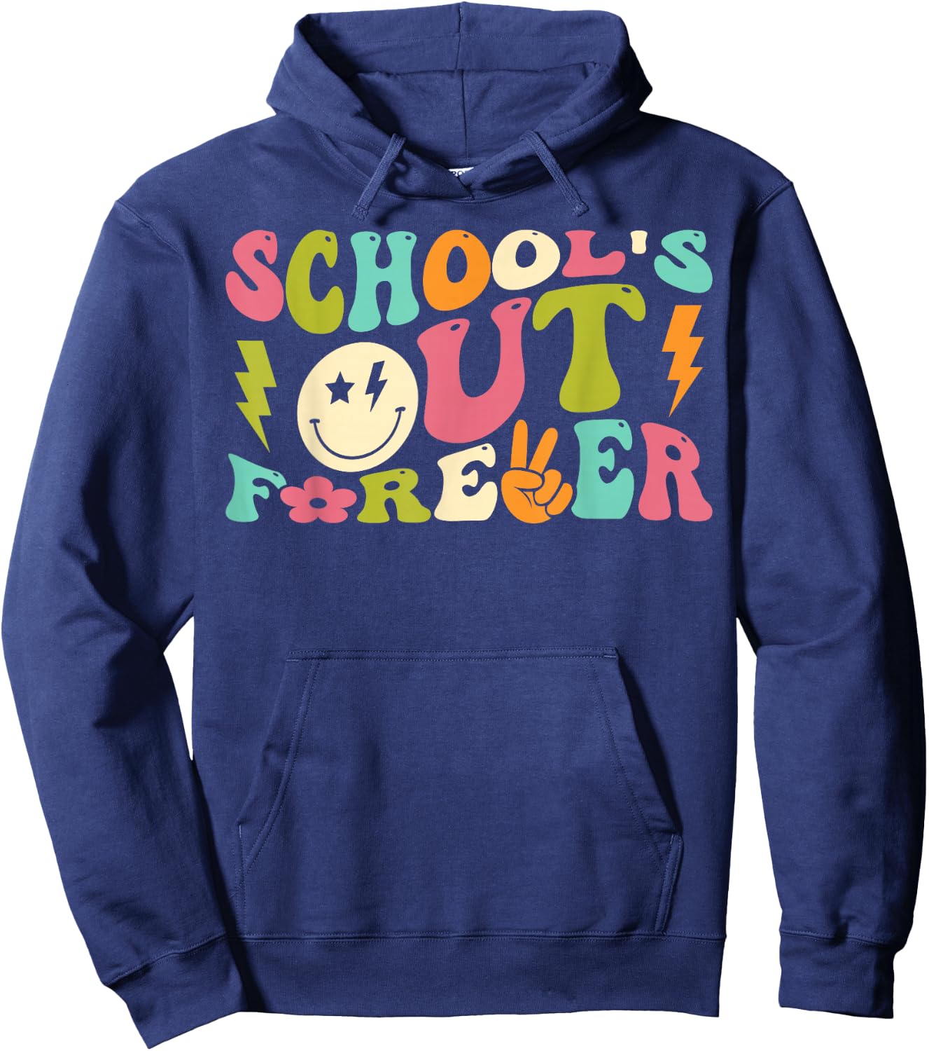 Retro Groovy School's Out Forever Retired Teacher Retirement Hoodie - Hoodie | Navy