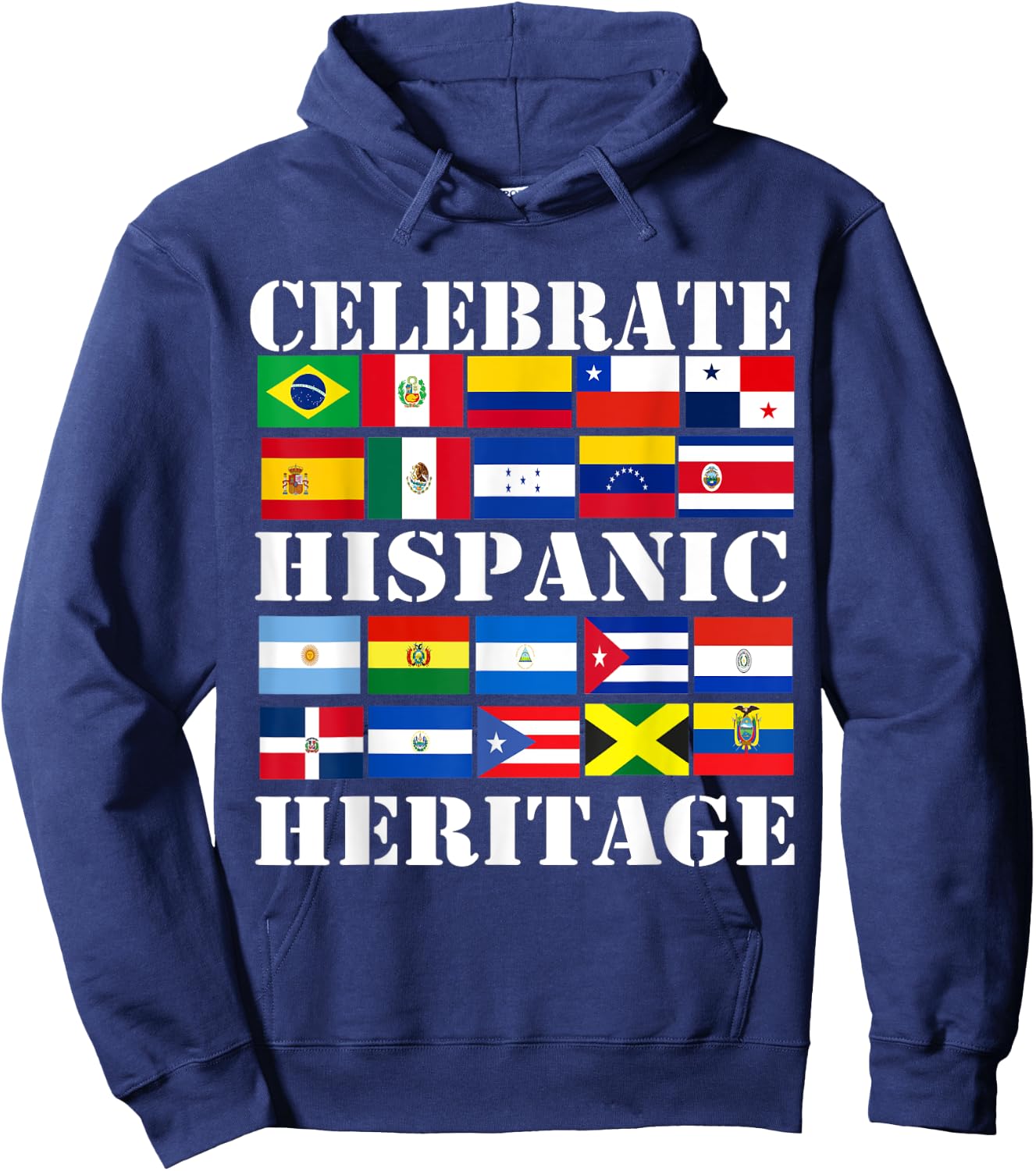Hispanic Heritage Month Latino Flag all Countries Hispanic Hoodie - Hoodie | Navy