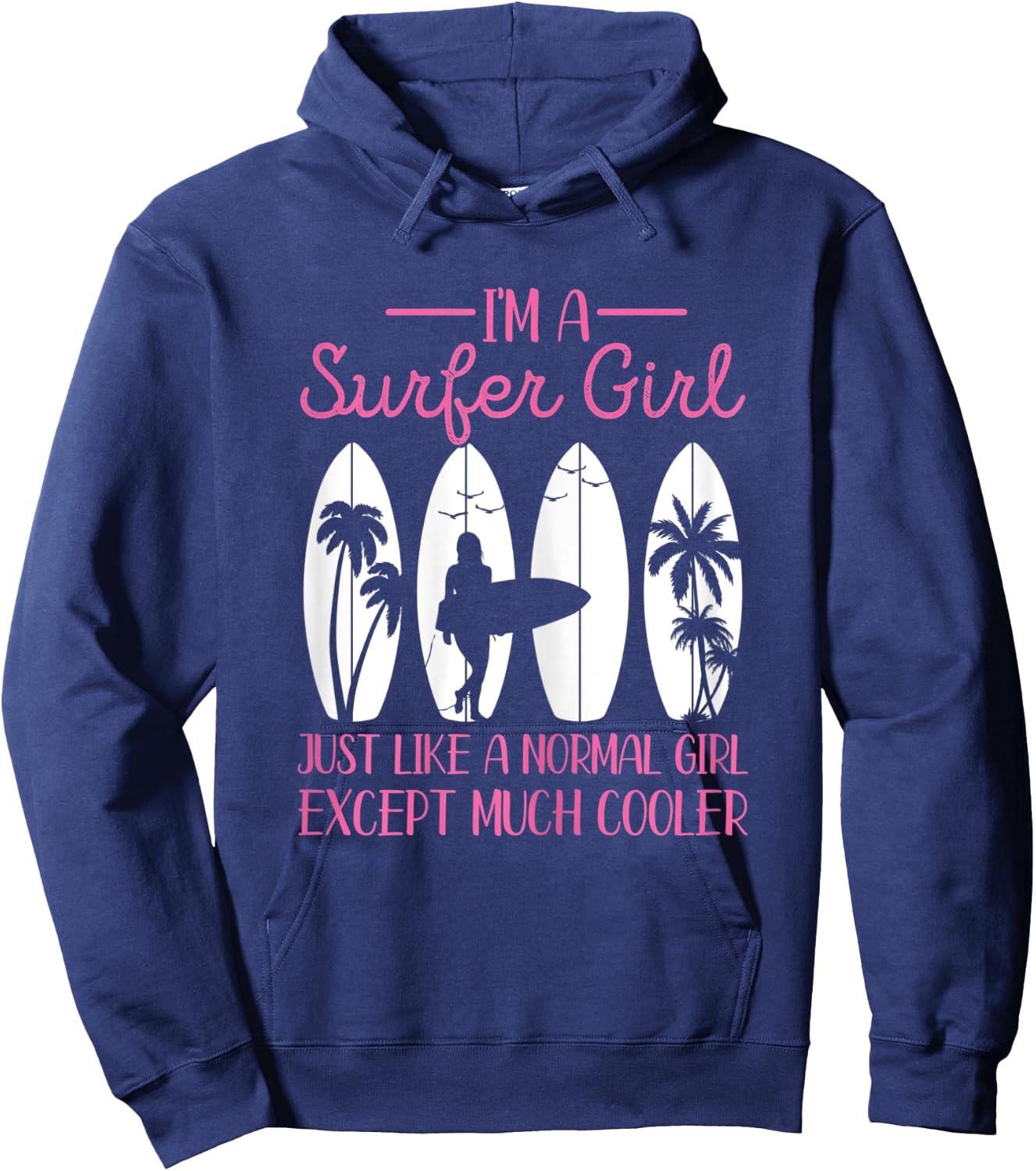 I'm A Surfer Girl Vintage Surfboard Surfers Gifts Surfing Hoodie - Hoodie | Navy