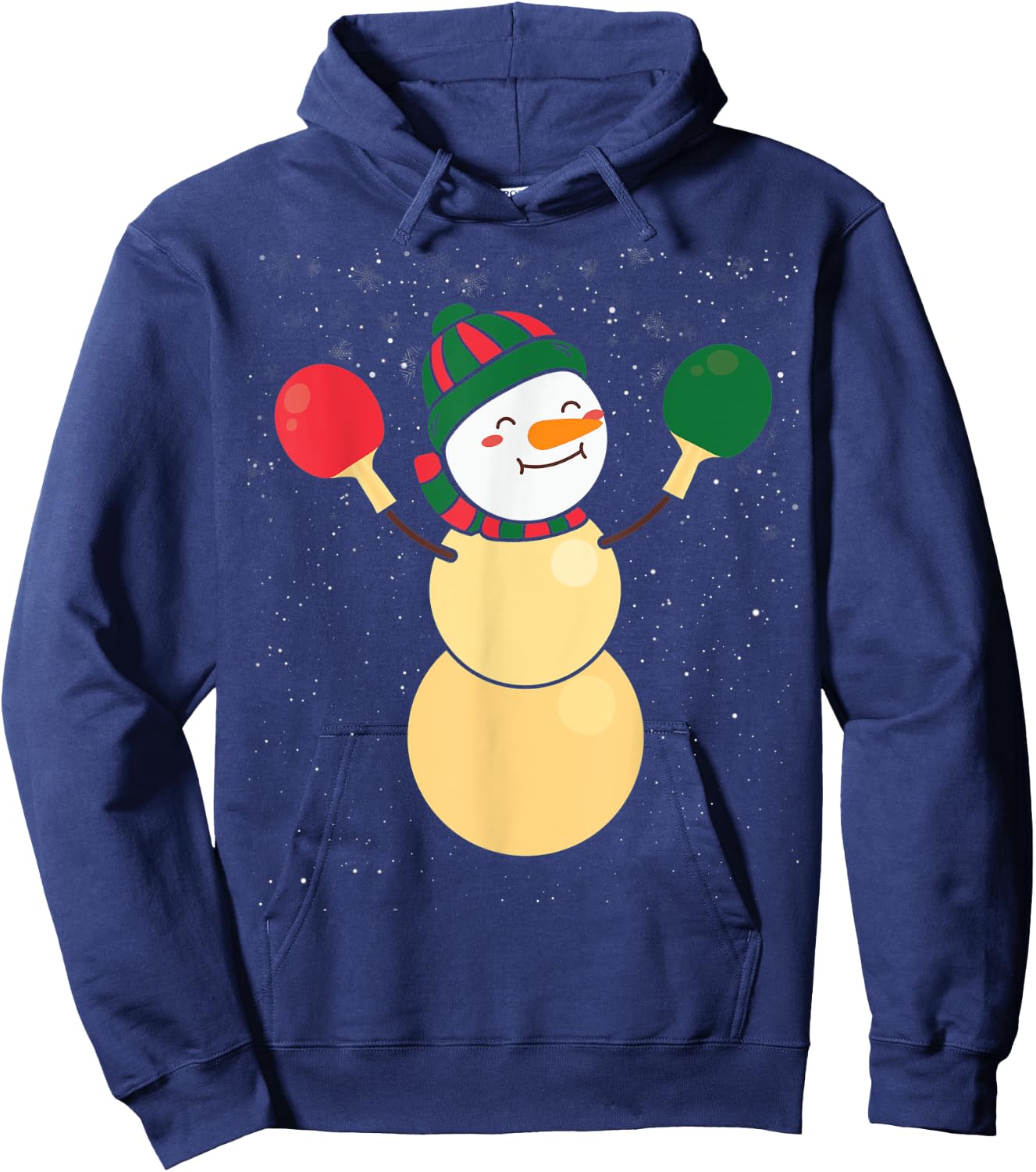 Funny Ping Pong Ball Snowman Winter Hat Table Tennis Player Hoodie - Hoodie | Navy