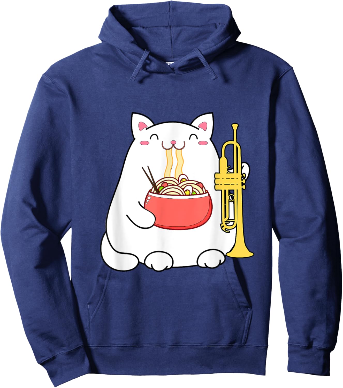 Trumpet Music Marching Band Funny Cat Musician Hoodie - Hoodie | Navy