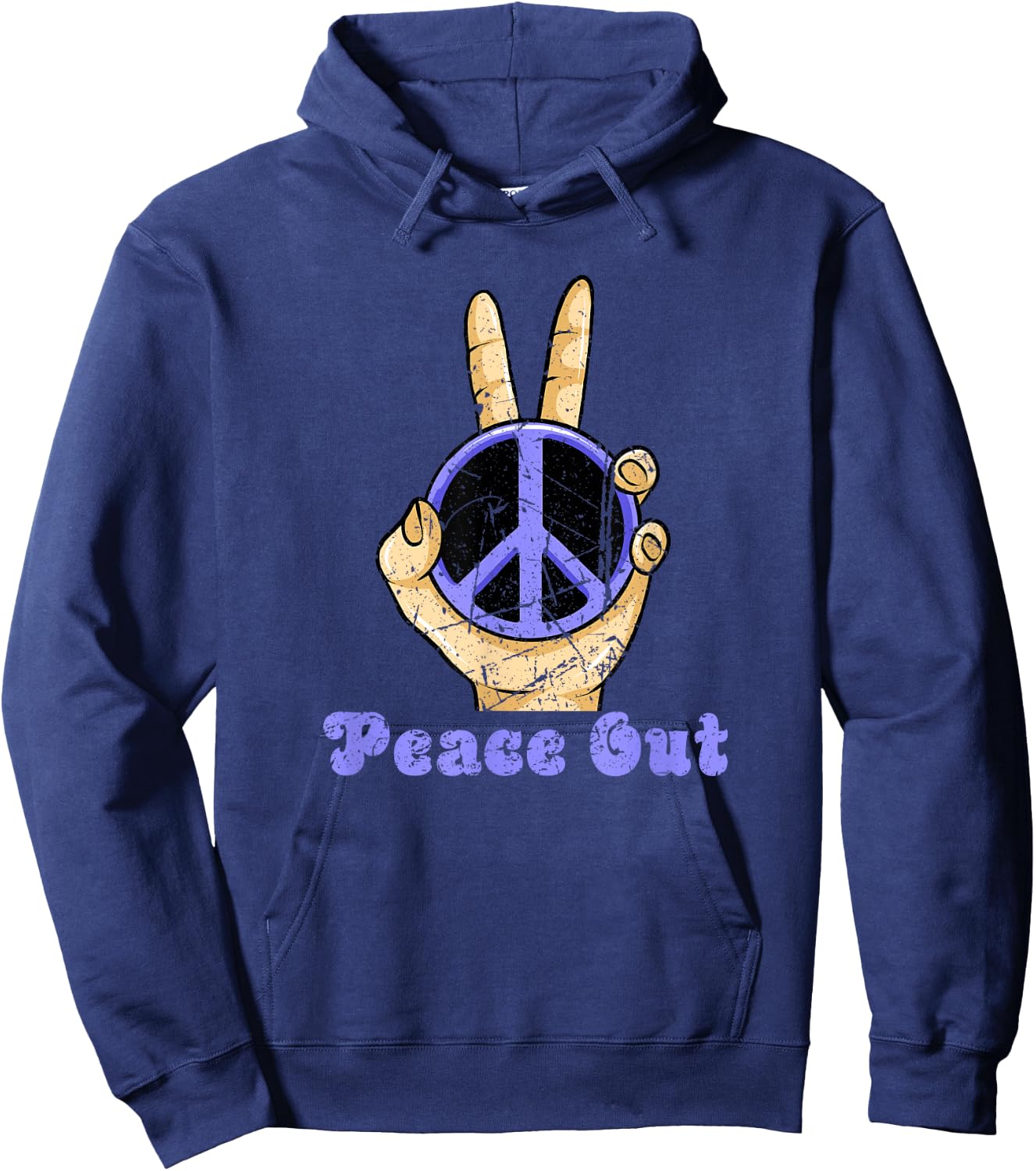 Retirement Women Hippie Peace Out Sign Symbol Adults Hoodie - Hoodie | Navy