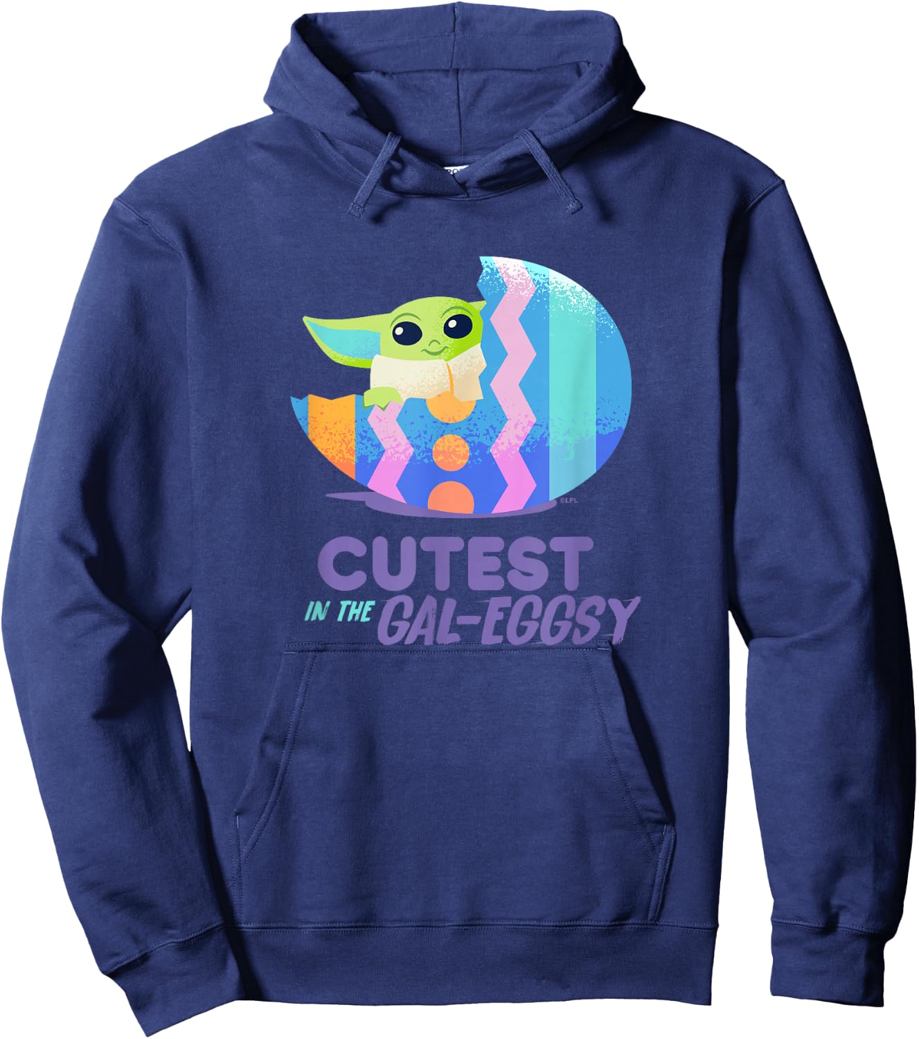 Star Wars The Mandalorian Grogu Easter Cutest in Gal-Eggsy Hoodie - Hoodie | Navy