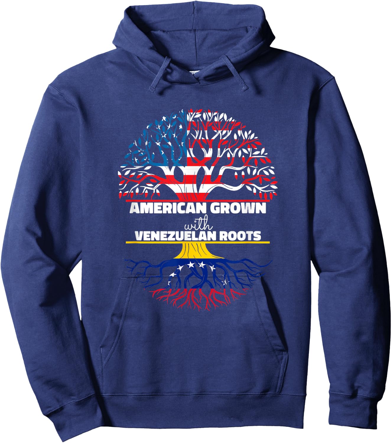 American Grown With Venezuelan Roots Half Usa Venezuela Flag Hoodie - Hoodie | Navy