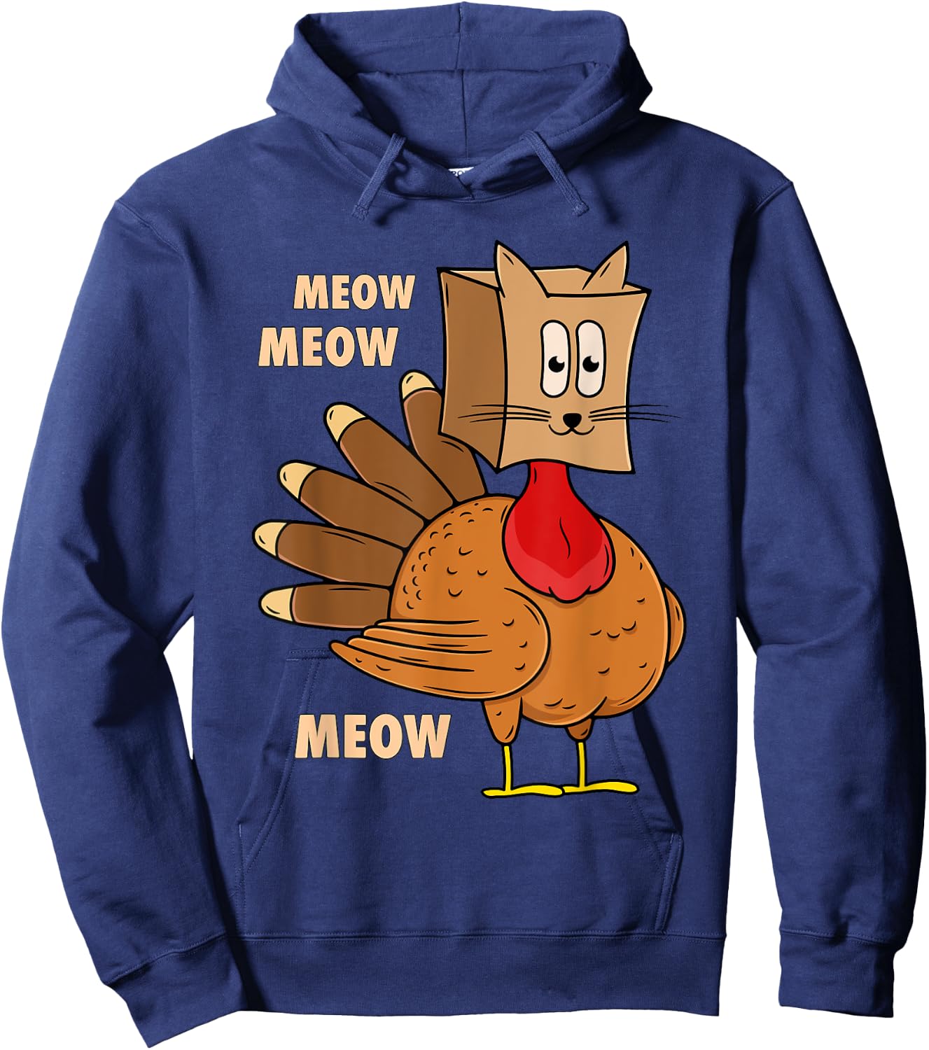 Thanksgiving Turkey Cat Funny Thanksgiving Men Women Hoodie - Hoodie | Navy