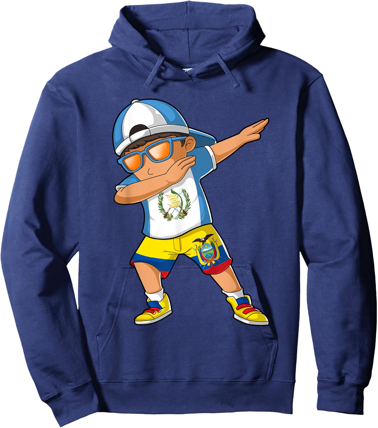 Half Guatemalan Half Ecuadorian Boy Guatemala Flag Hoodie - Hoodie | Navy