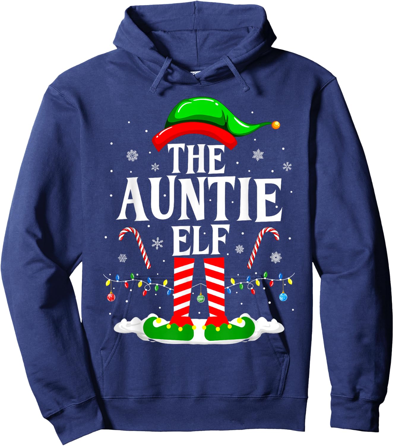 The Auntie Elf Funny Xmas Elf Matching Family Christmas Hoodie - Hoodie | Navy