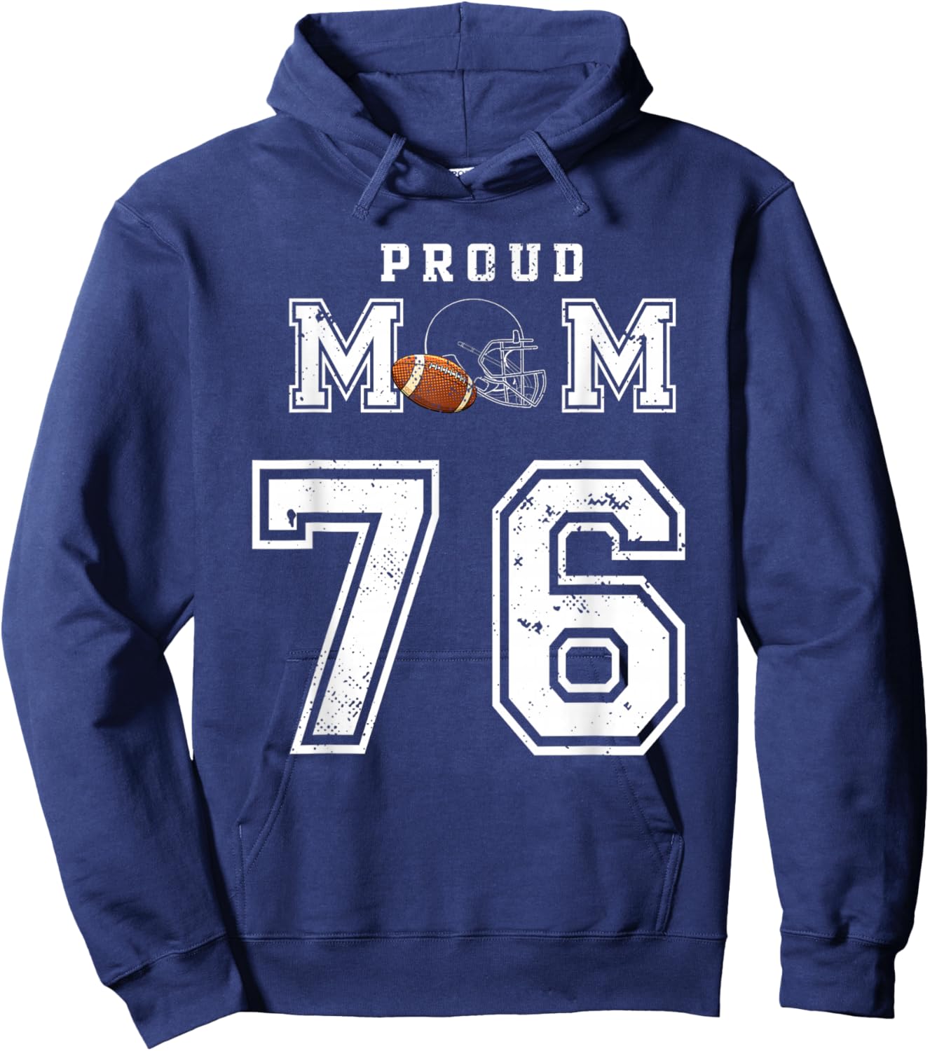 Custom Proud Football Mom Number 76 Personalized Hoodie - Hoodie | Navy