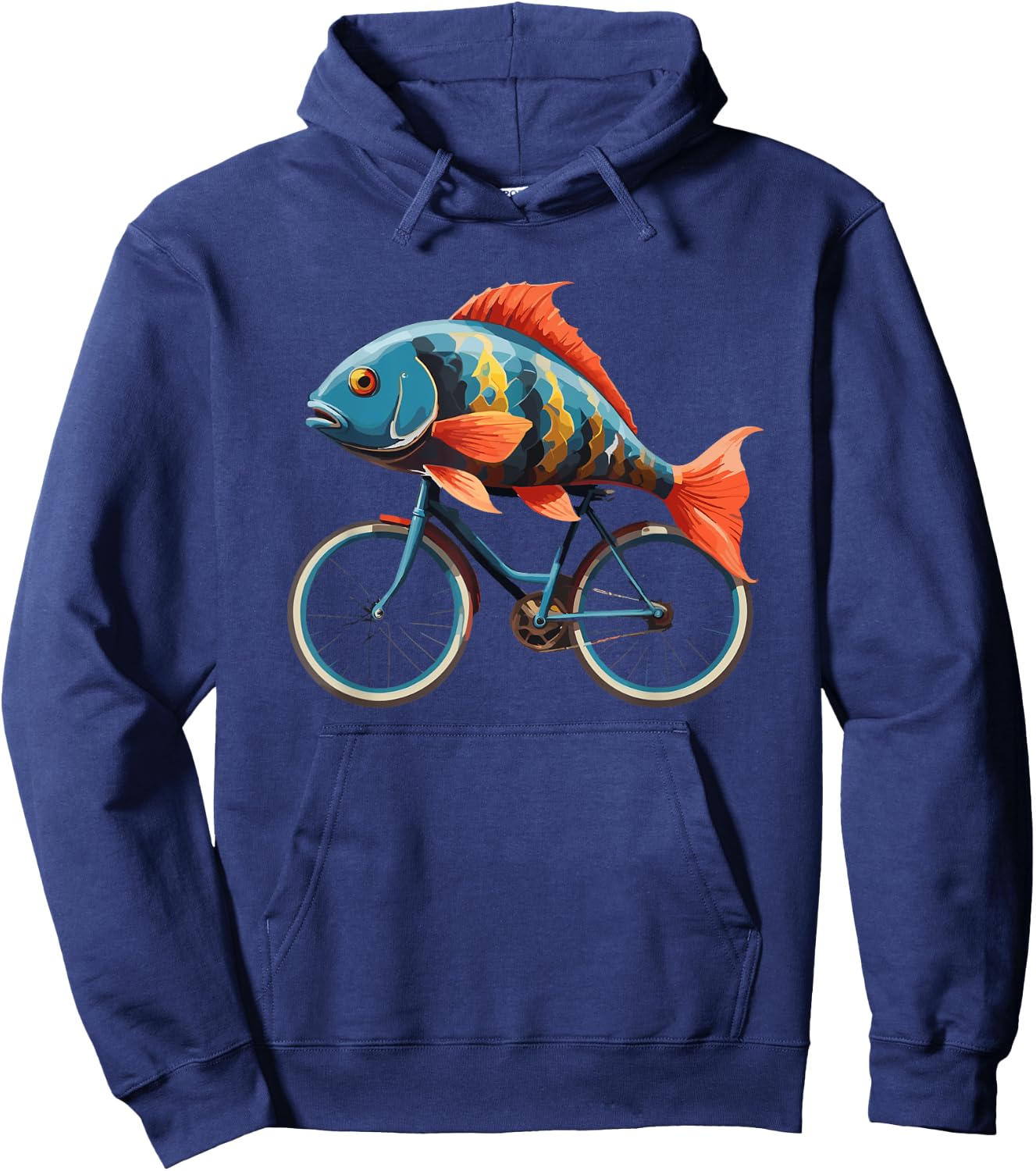 Cute Fish riding a bike, Fish and Bike Hoodie - Hoodie | Navy