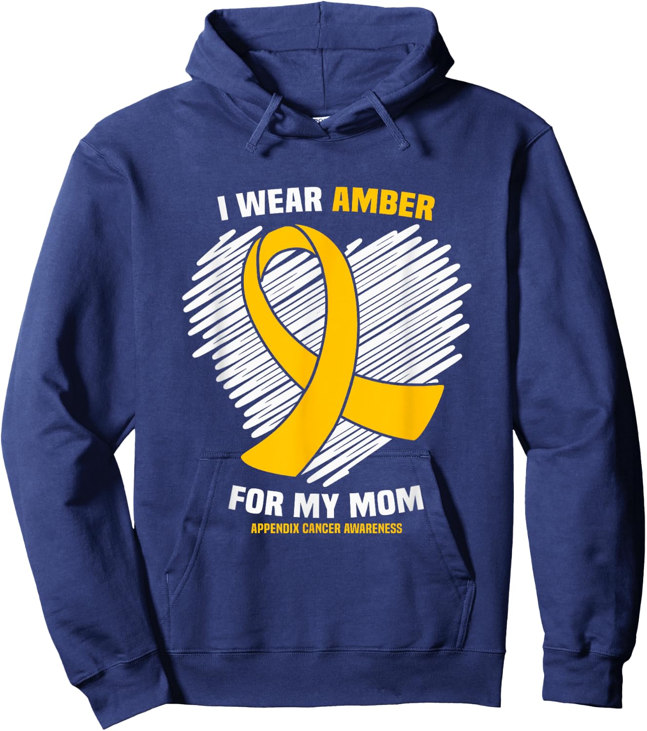 I Wear Amber For My Mom Appendix Cancer Awareness Hoodie - Hoodie | Navy