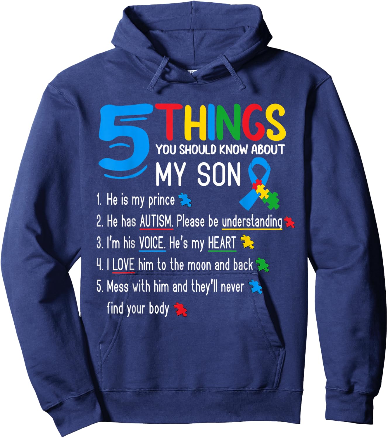 Autistic Son Autism Awareness Support for Mom Dad Parents Hoodie - Hoodie | Navy