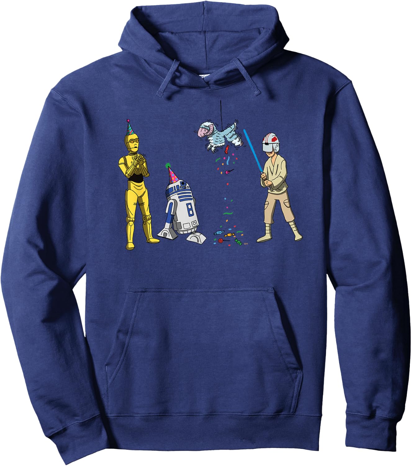 Star Wars Luke Skywalker Jedi Droids Tauntaun Piñata Funny Hoodie - Hoodie | Navy