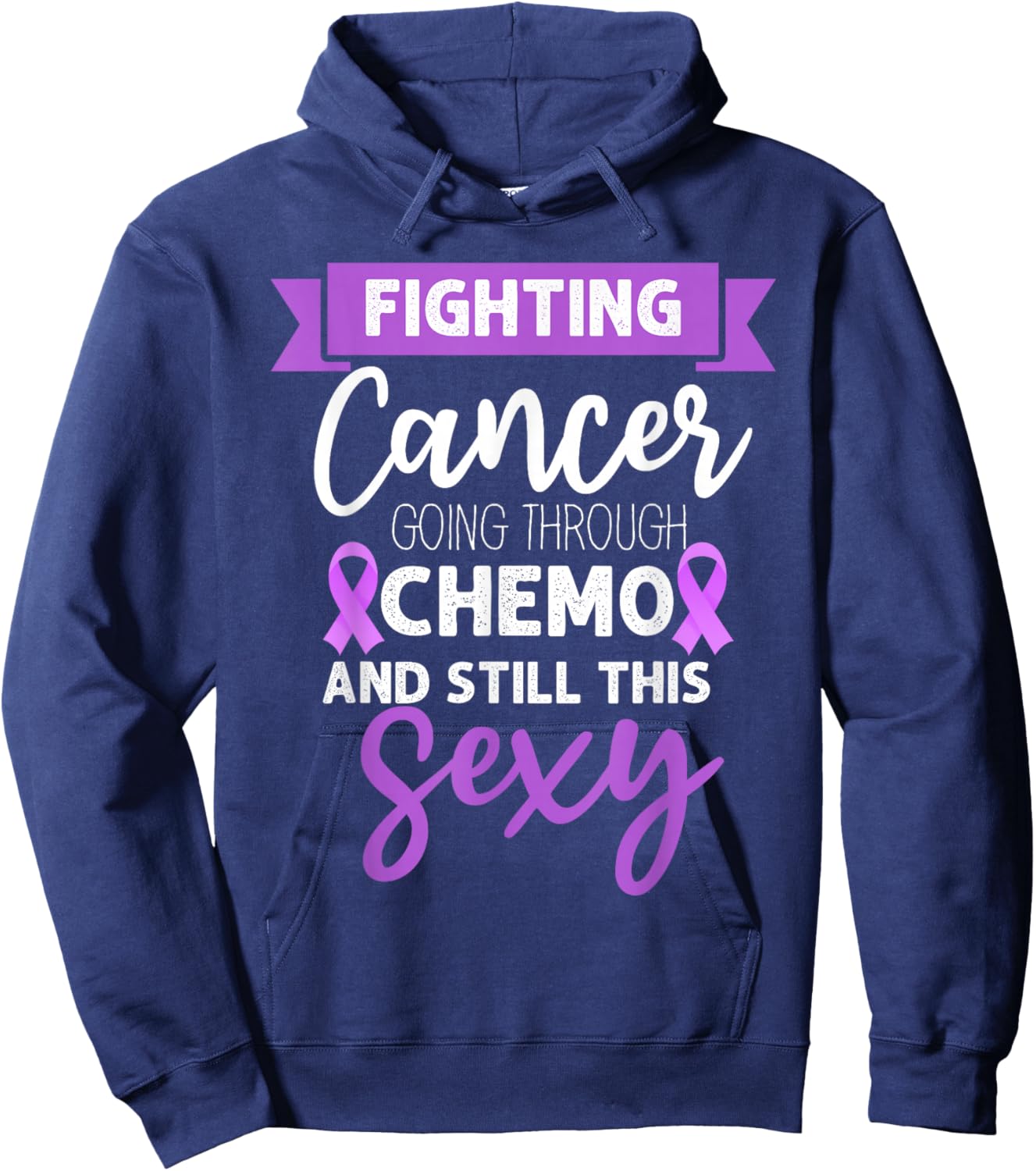 Cancer Fighter Inspirational Quote Men Women Chemo Vintage Hoodie - Hoodie | Navy