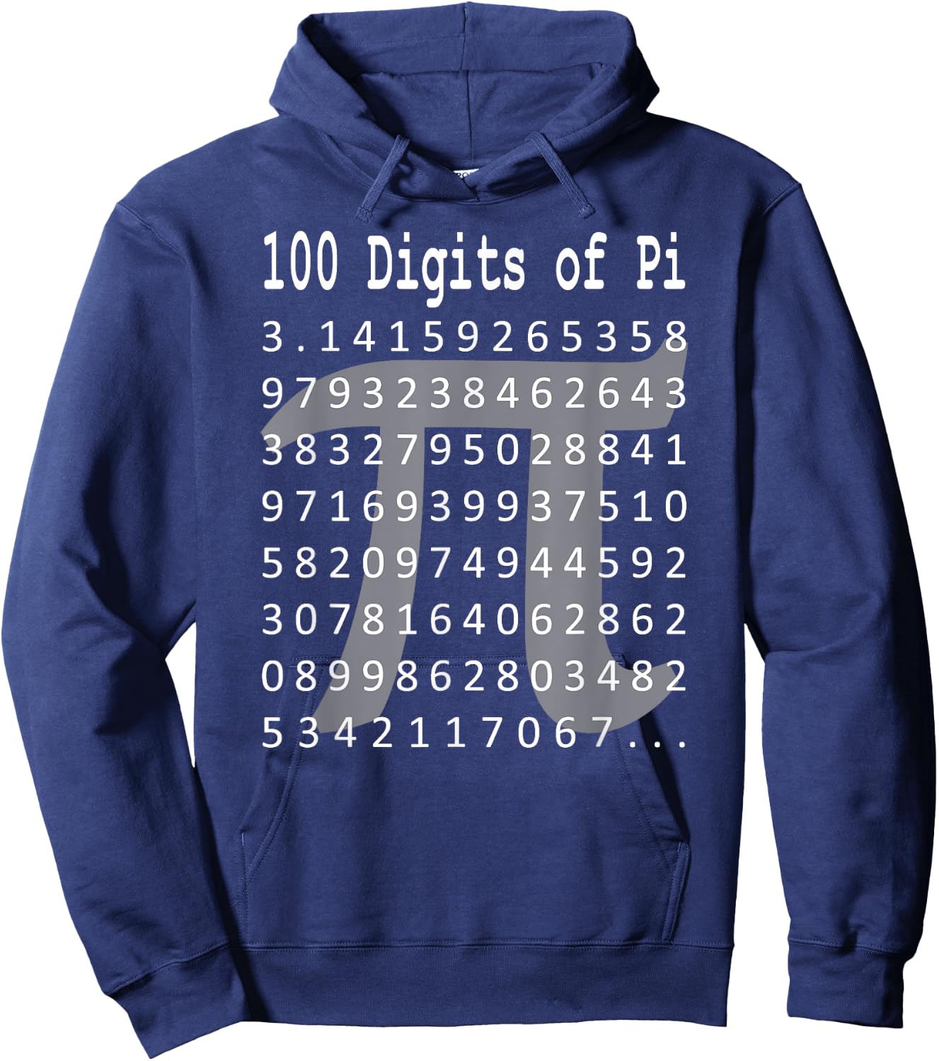 Pi Shirt, 100 Digits of Pi, 100 Digits of Pi Symbol Math Hoodie - Hoodie | Navy