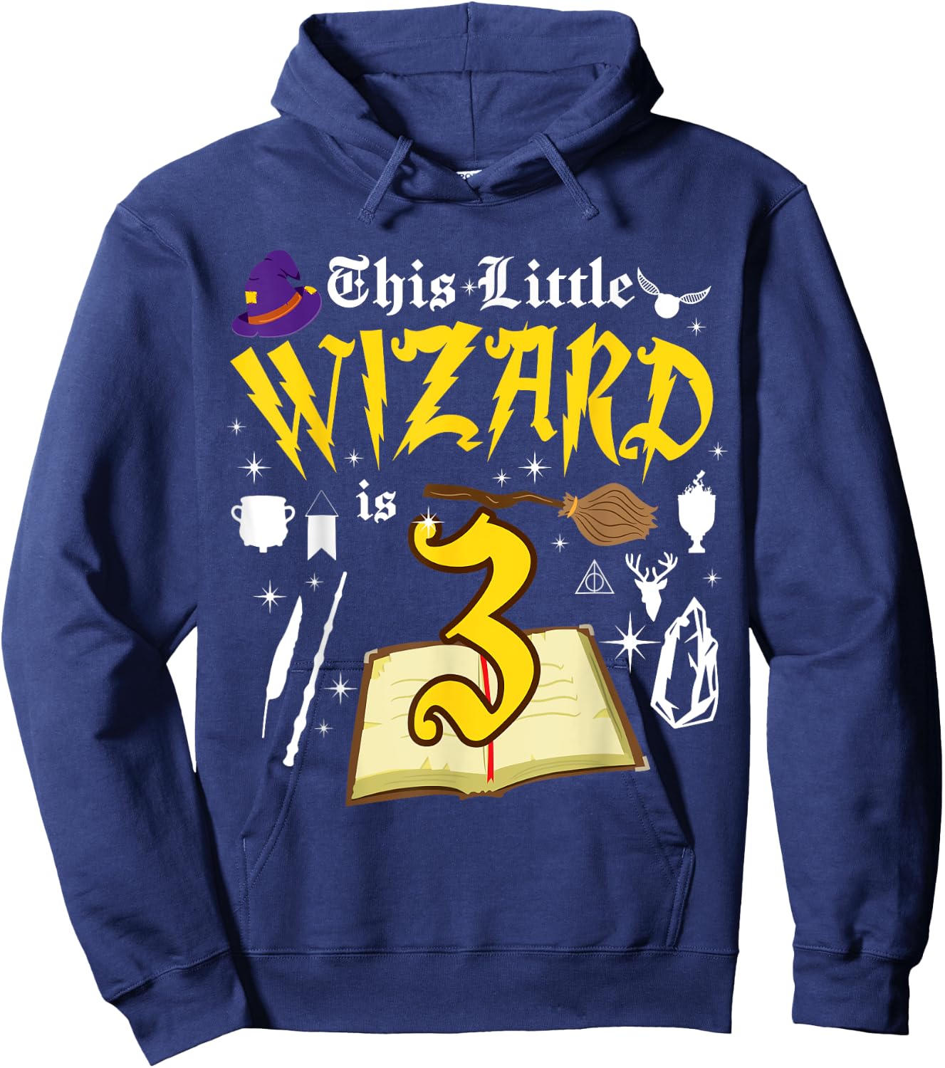 3rd Birthday Wizard Magic 3 Year Old Funny B-Day Matching Hoodie - Hoodie | Navy