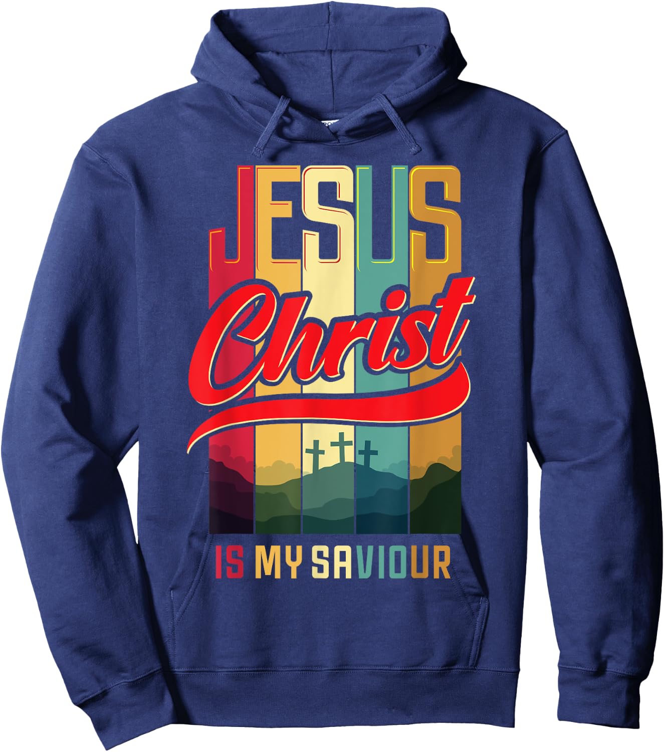 WORTHY WEAR Christian Design Jesus Christ Is My Saviour and King - Black - Small - -Adults - Short Sleeve - Classic Fit - Cotton, Polyester Hoodie - Hoodie | Navy